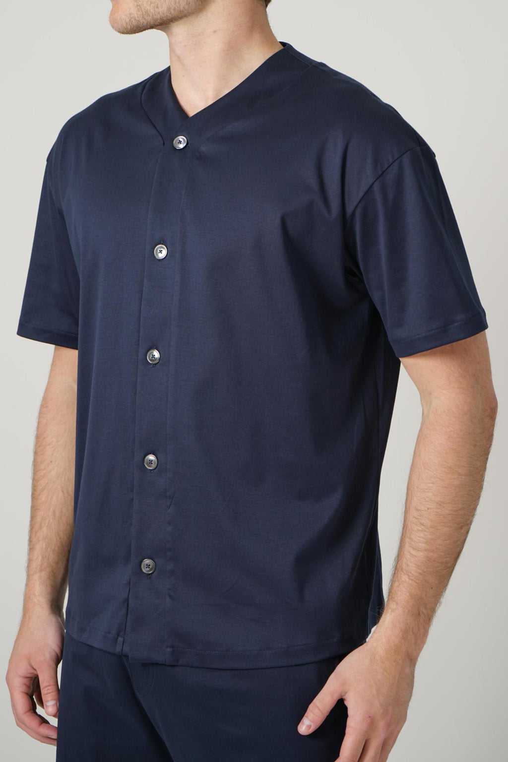 Valenza Supima  Baseball Shirt Navy