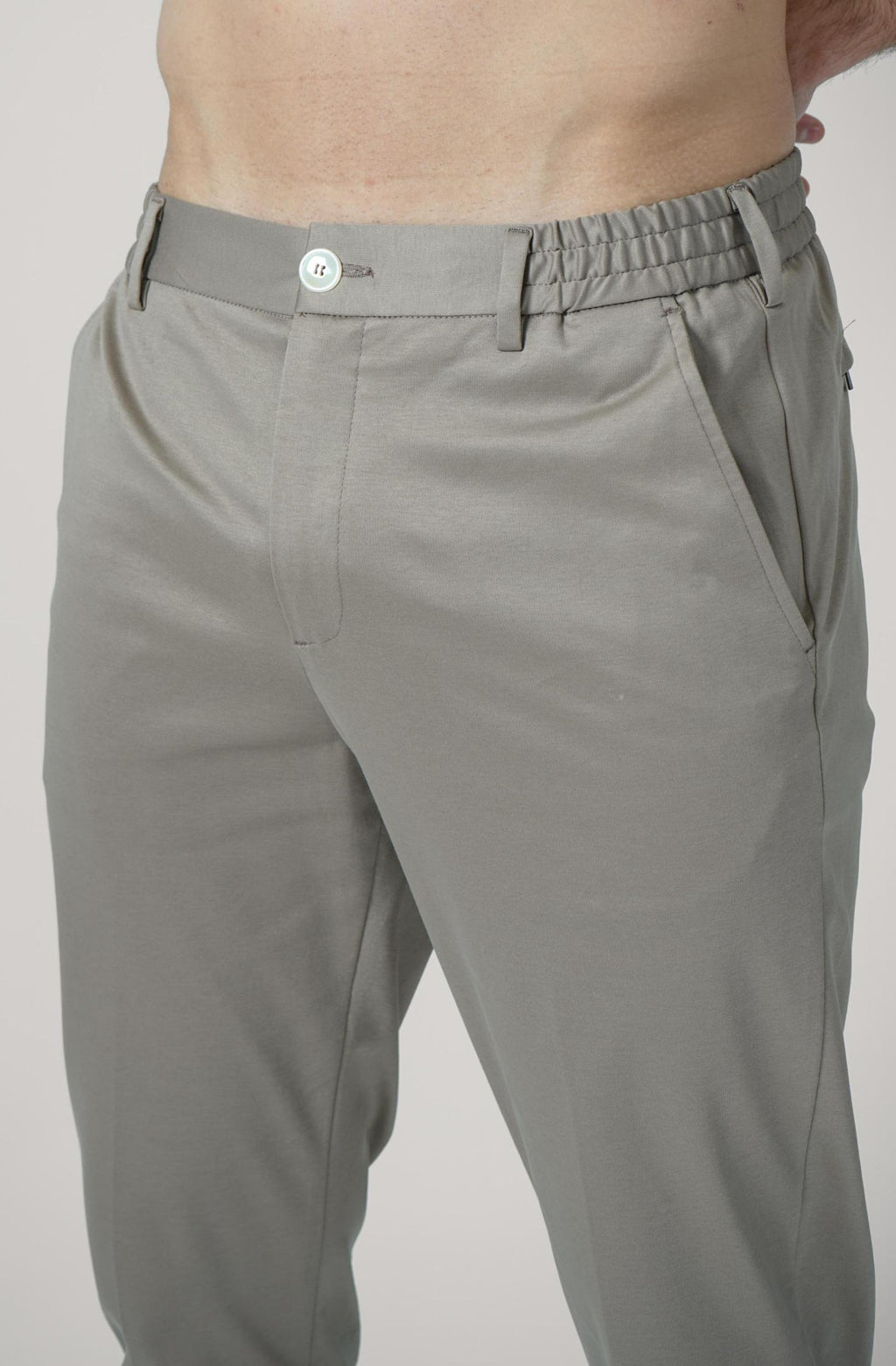 Valenza Supima Tapered Trousers Lead Grey
