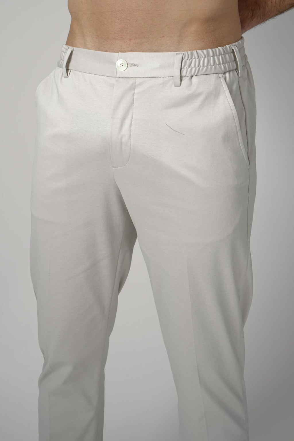 Valenza Supima Tapered Trousers Pearl Grey