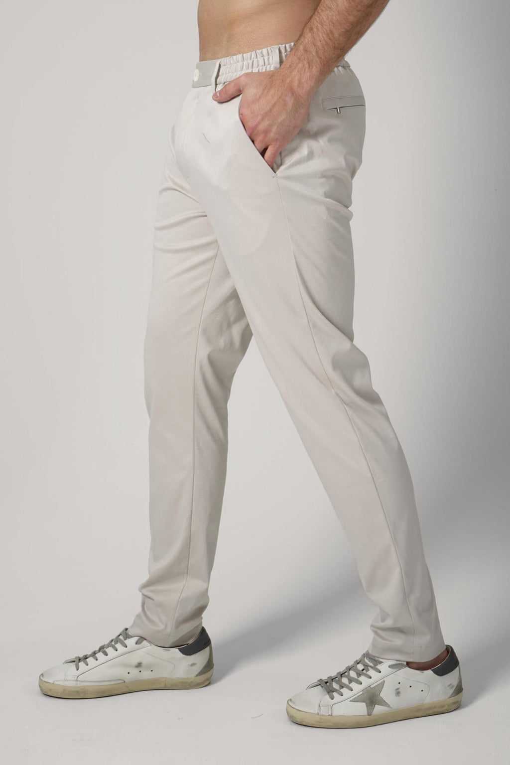 Valenza Supima Tapered Trousers Pearl Grey