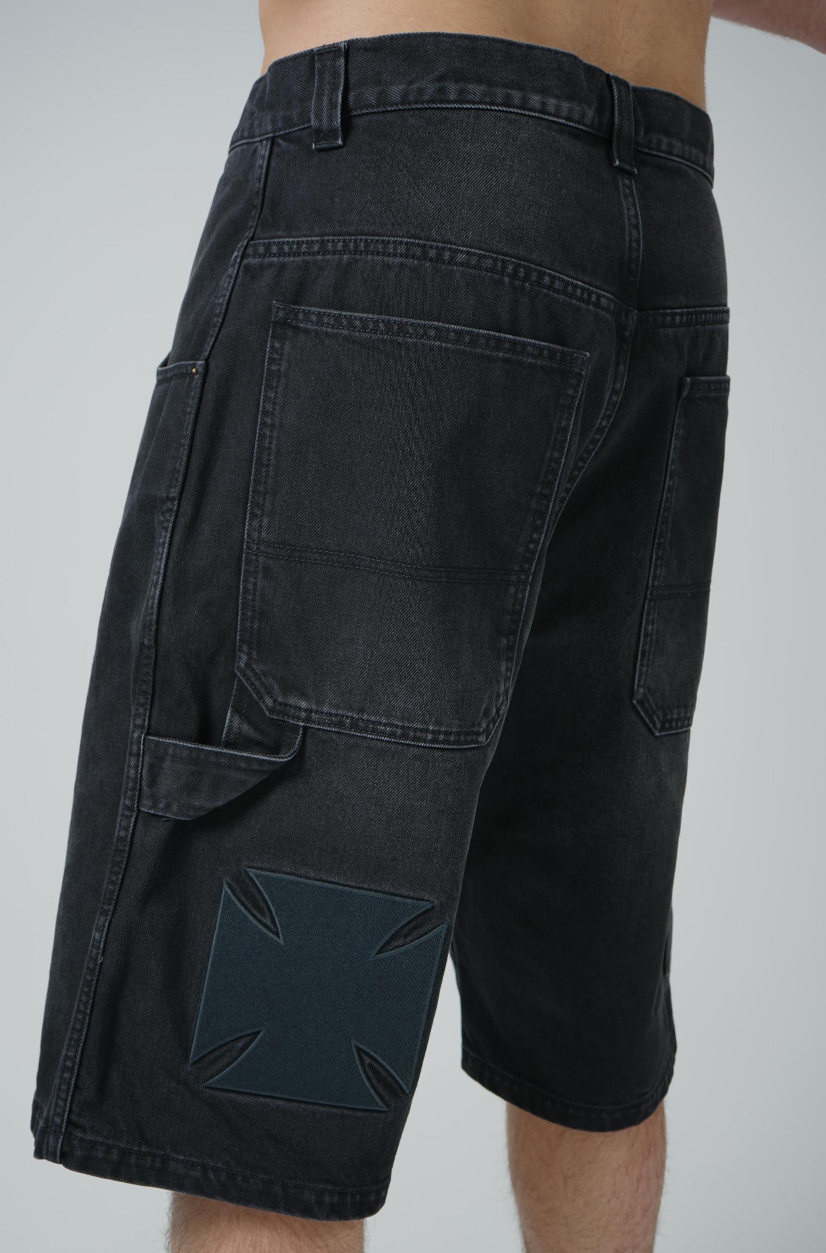 Vetements Bike Cross Hiphop Denim Shorts Black