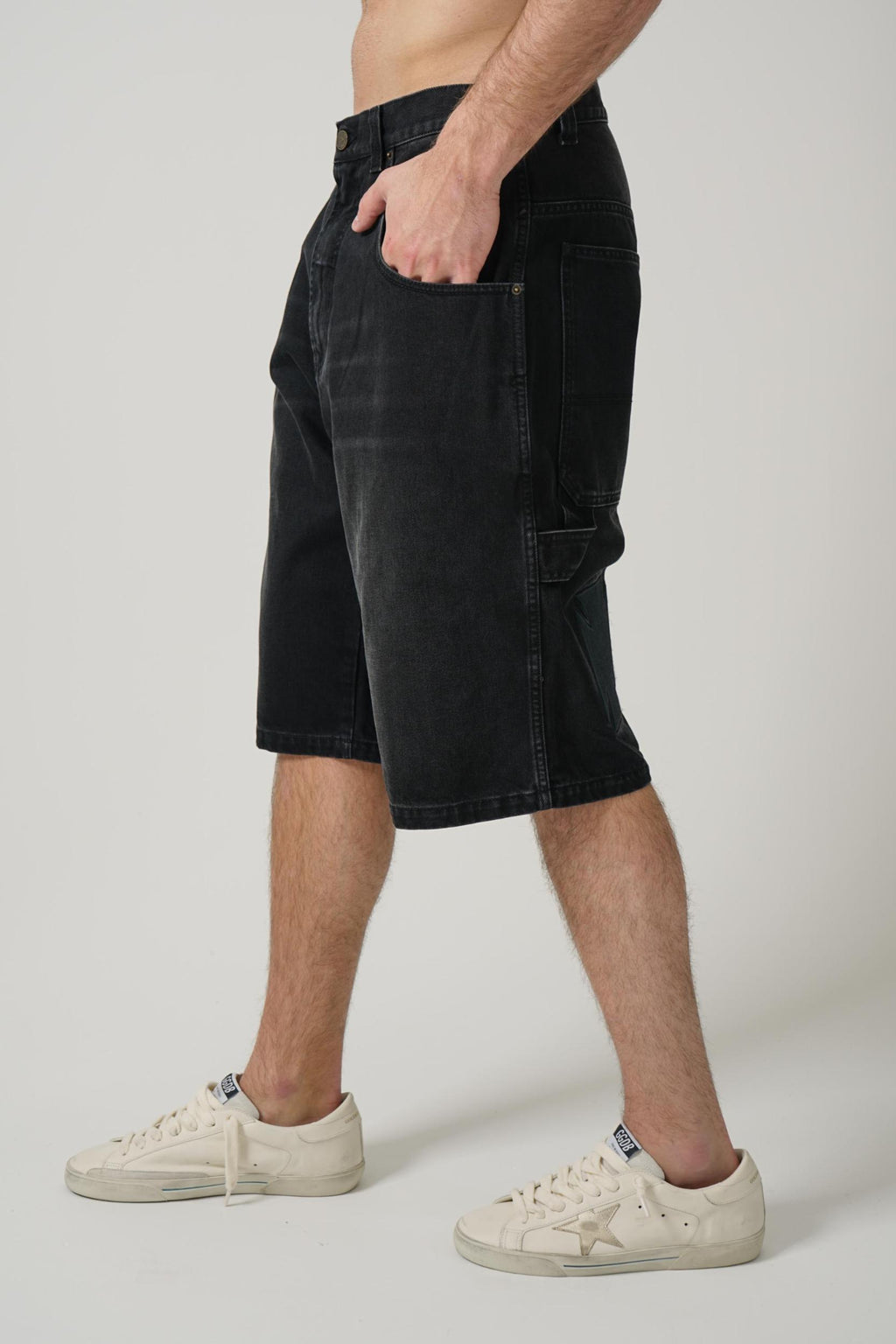 Vetements Bike Cross Hiphop Denim Shorts Black