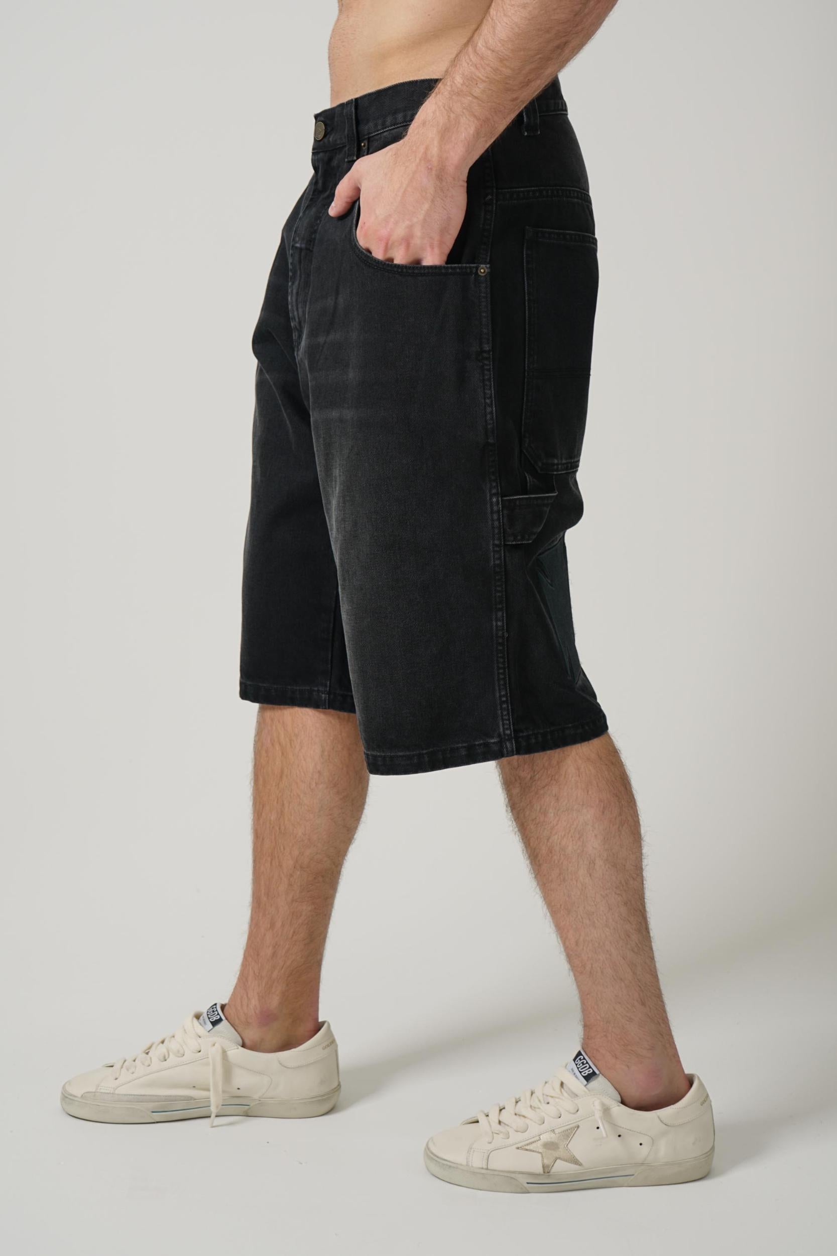 Vetements Bike Cross Hiphop Denim Shorts Black