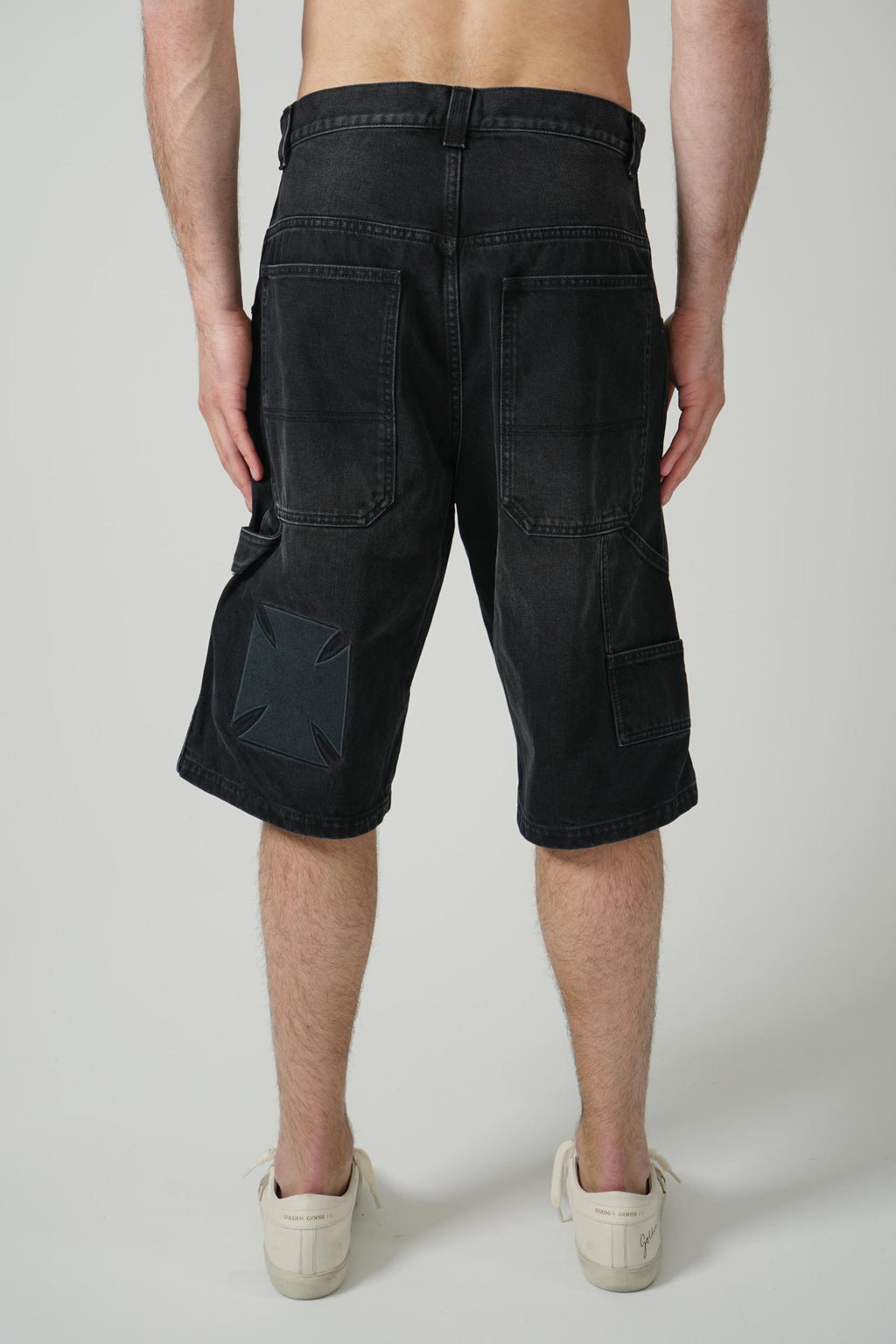 Vetements Bike Cross Hiphop Denim Shorts Black