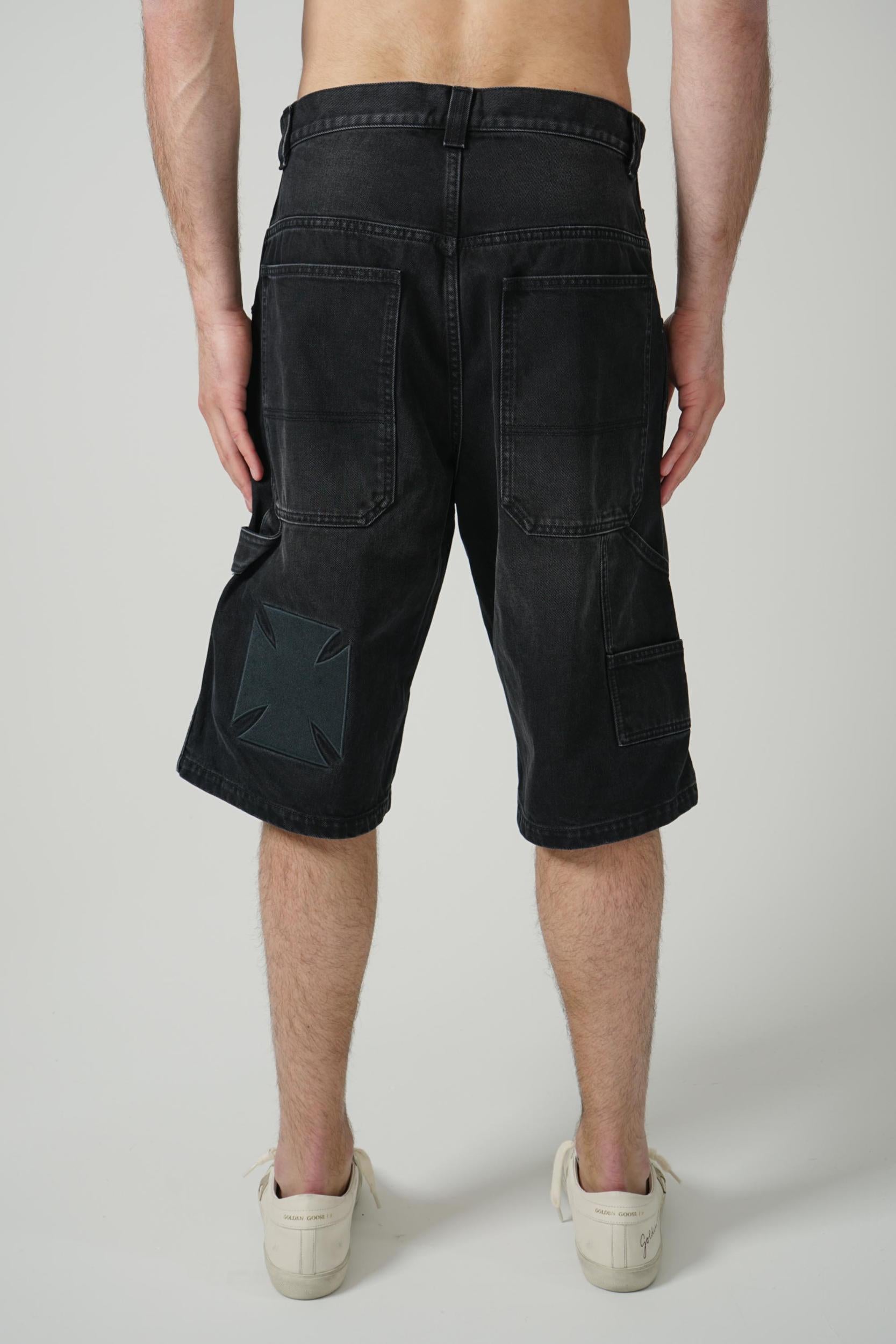 Vetements Bike Cross Hiphop Denim Shorts Black
