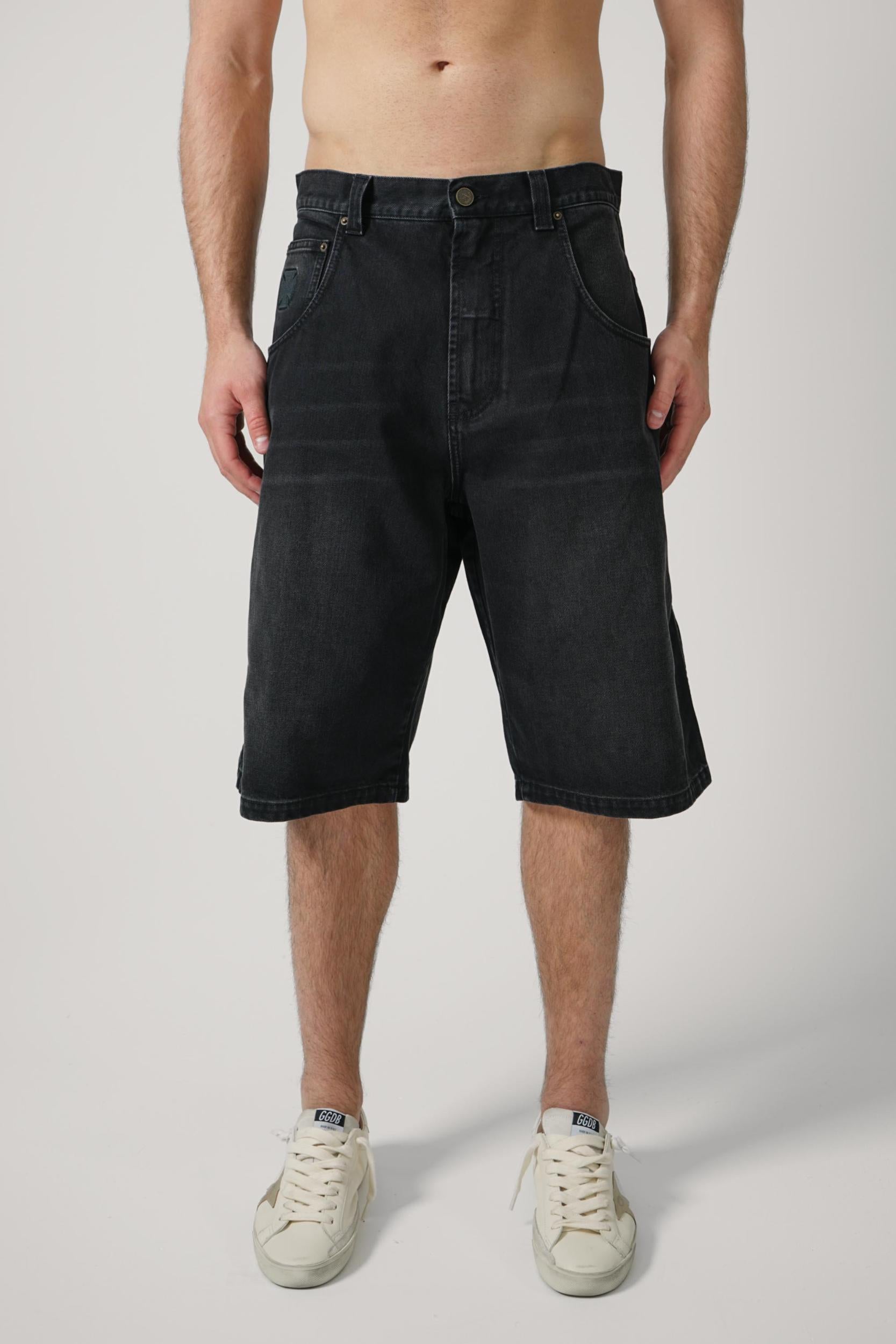 Vetements Bike Cross Hiphop Denim Shorts Black