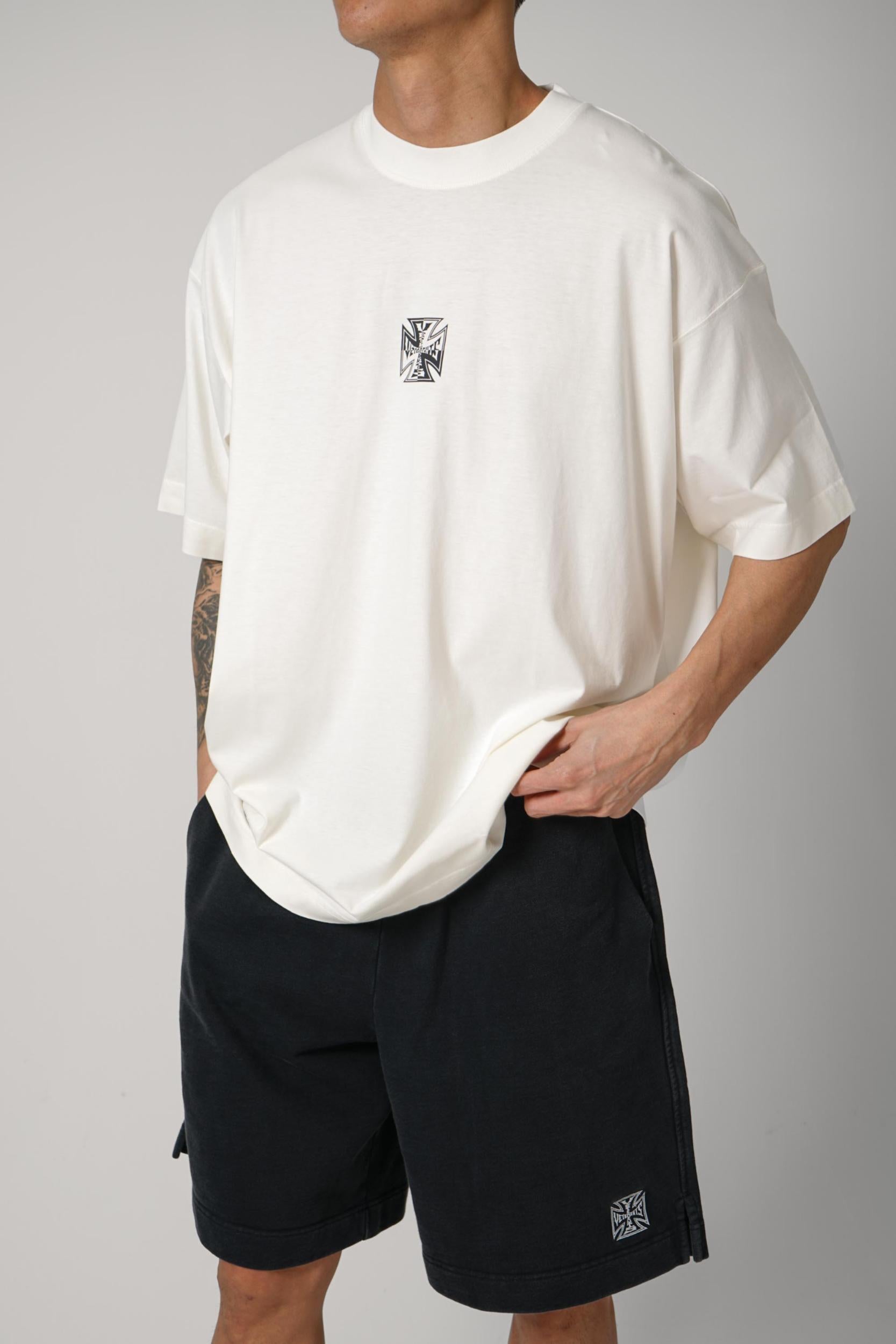 Vetements Biker Cross Logo T-Shirt Vanilla