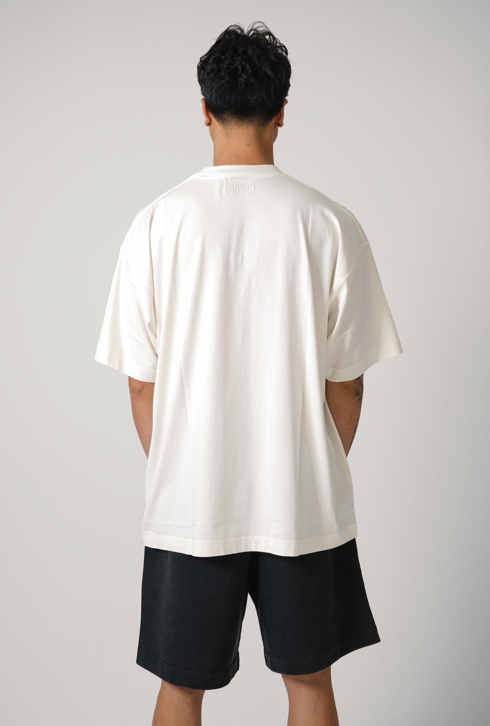 Vetements Biker Cross Logo T-Shirt Vanilla