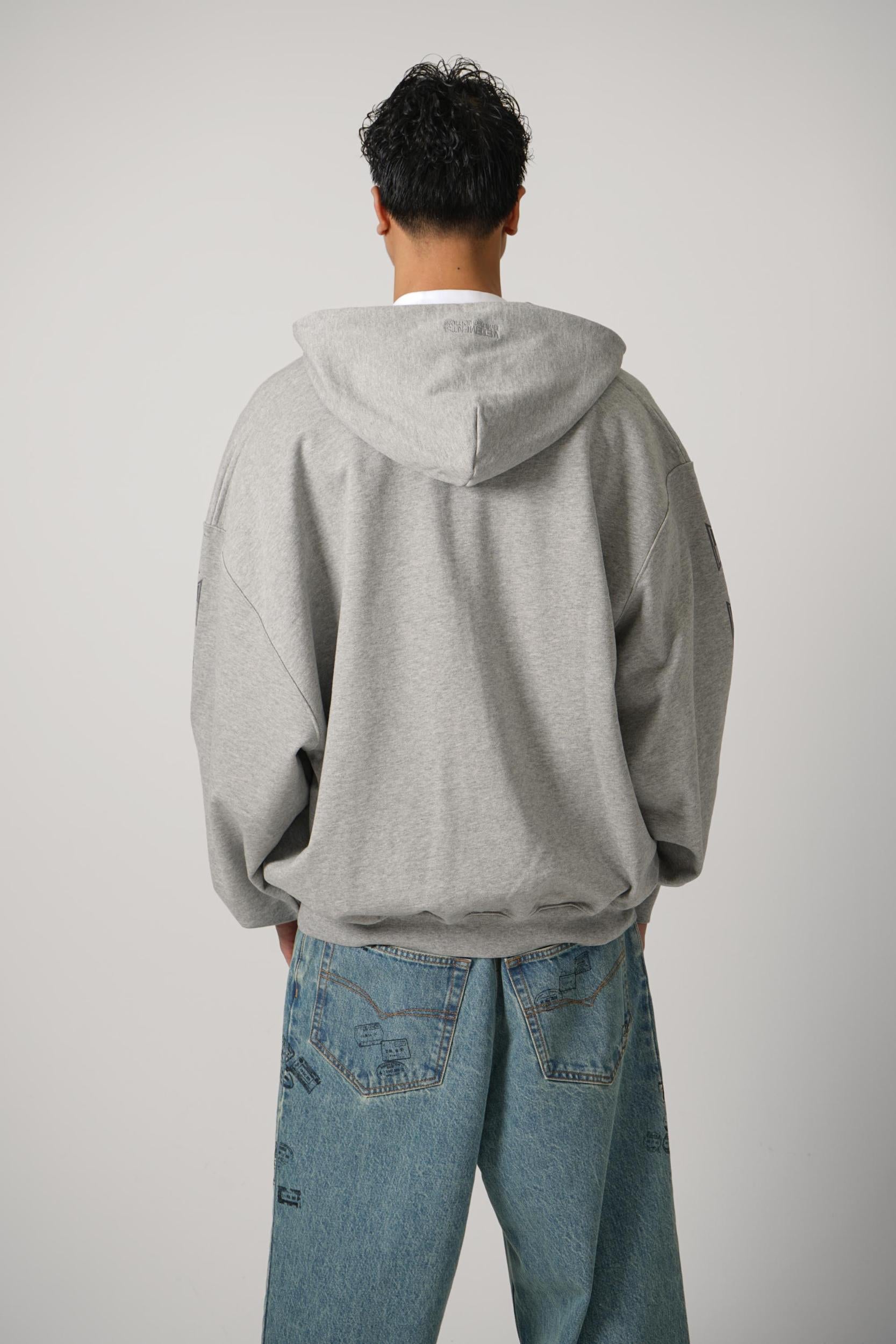 Vetements Biker Cross Sleeves Zip-Up Hoodie Grey