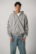 Vetements Biker Cross Sleeves Zip-Up Hoodie Grey