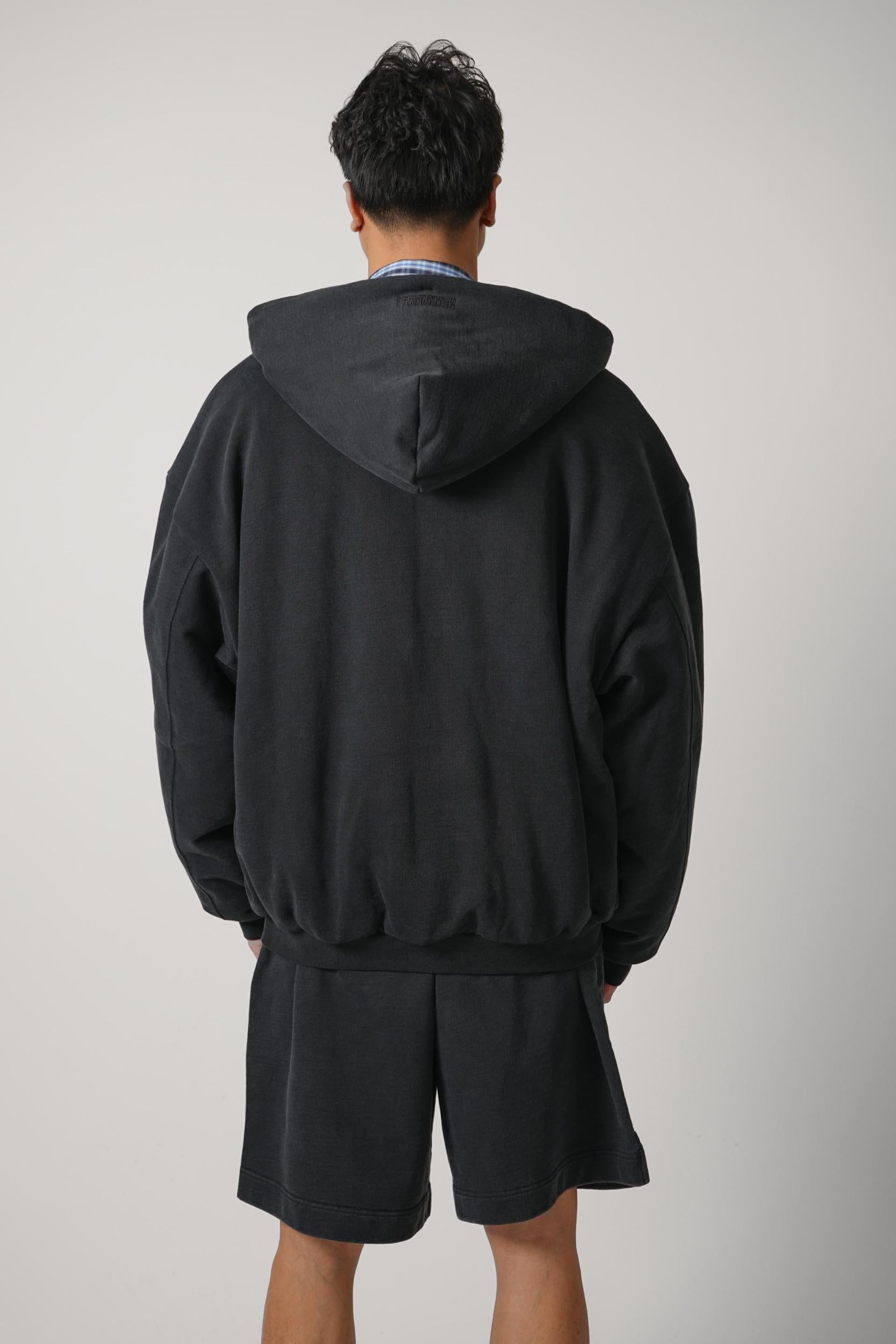 Vetements Black Embroidered Cross Padded Zip-Up Hoodie Black