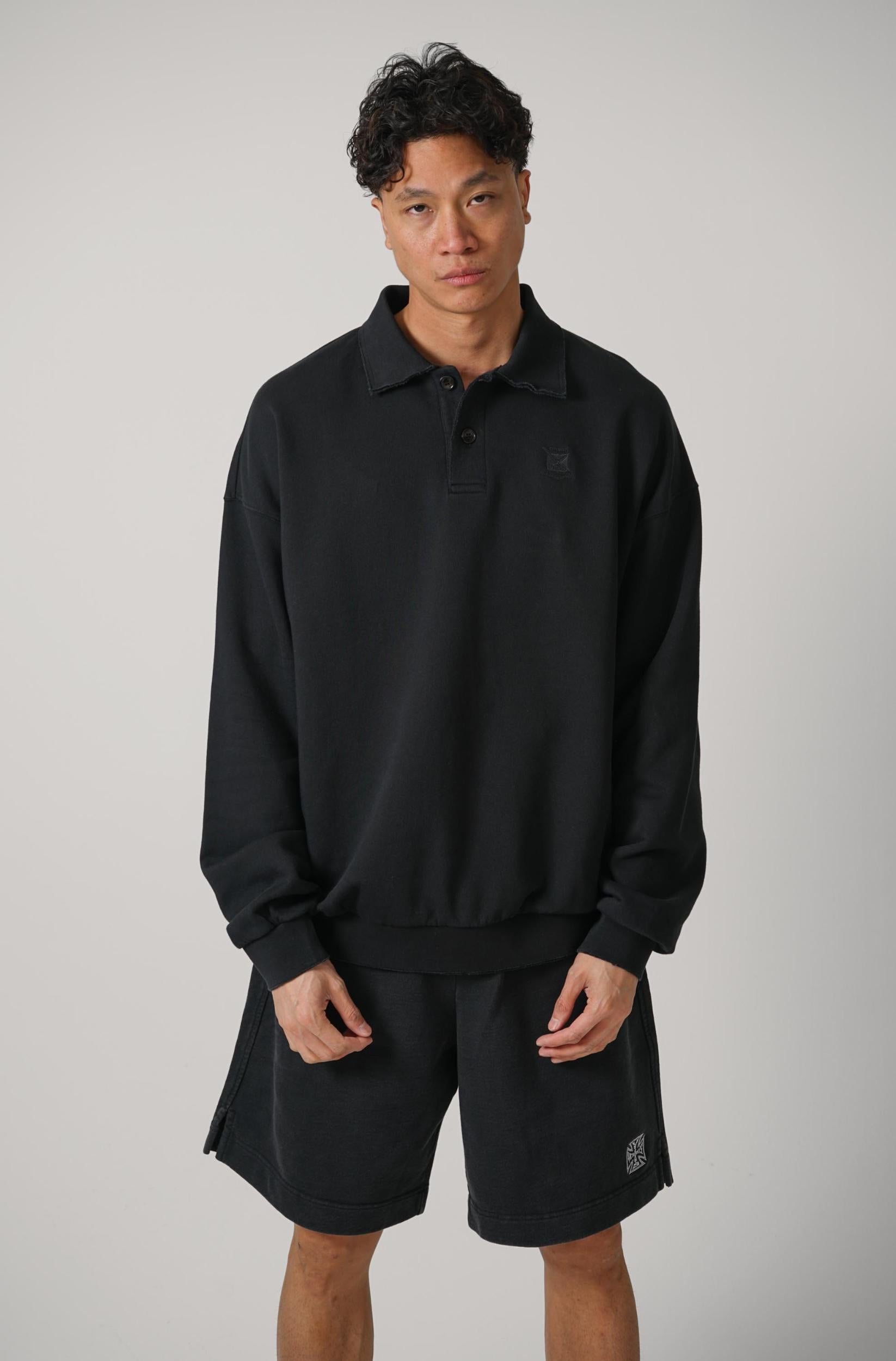 Vetements Distressed Polo Logo Sweatshirt Black