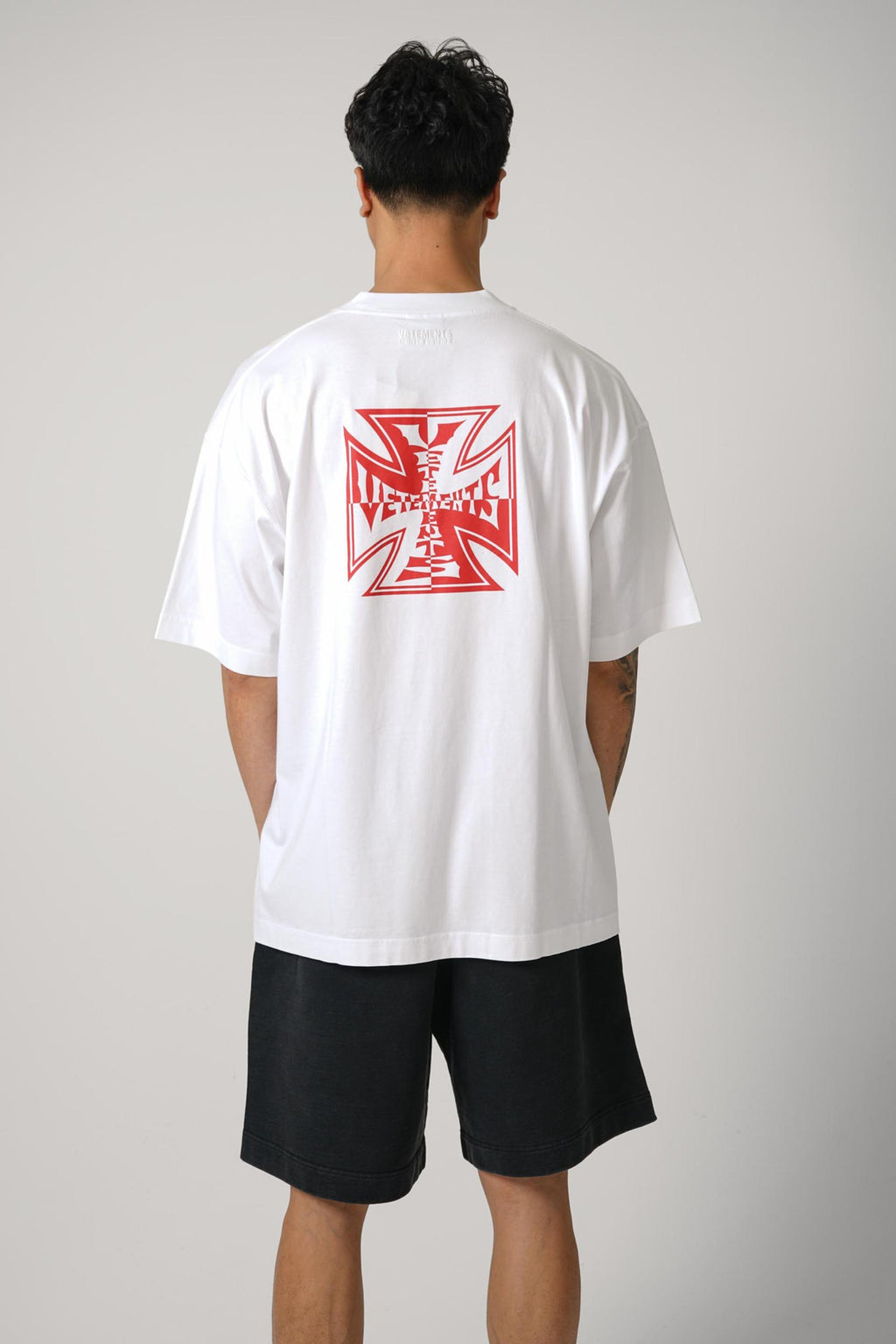 Vetements Double Biker Cross Logo T-Shirt White