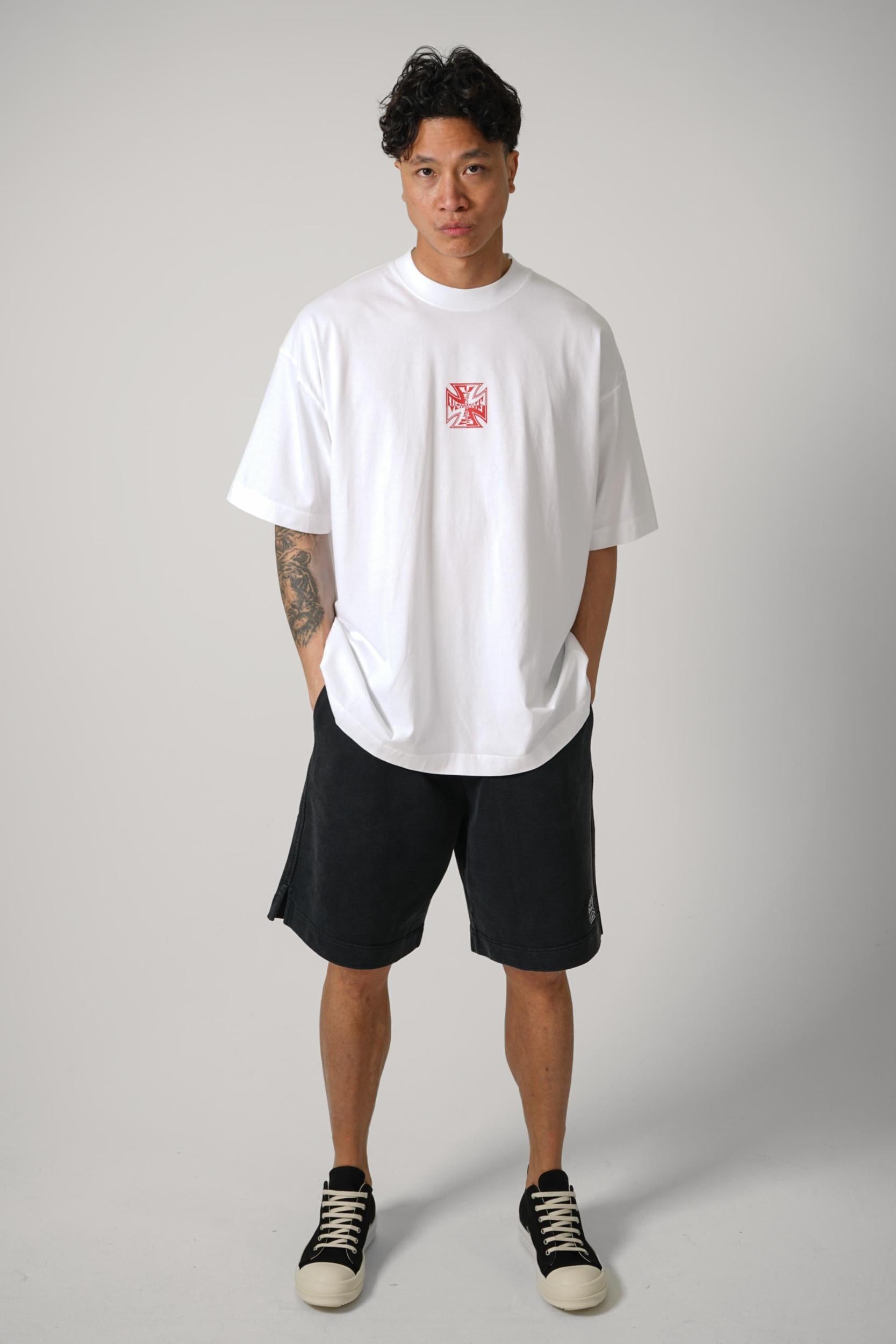 Vetements Double Biker Cross Logo T-Shirt White