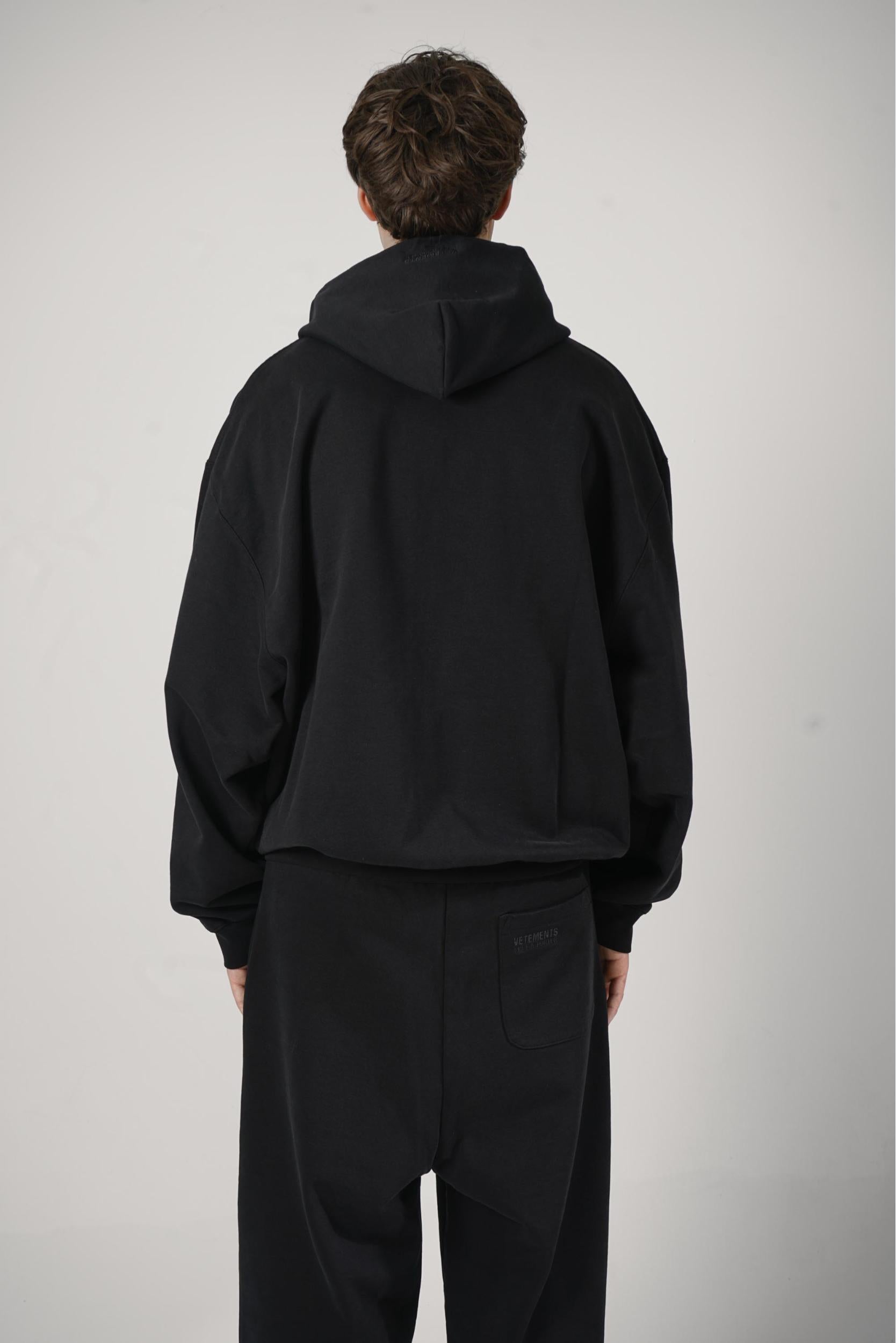 Vetements Logo Zip-Up Hoodie Black