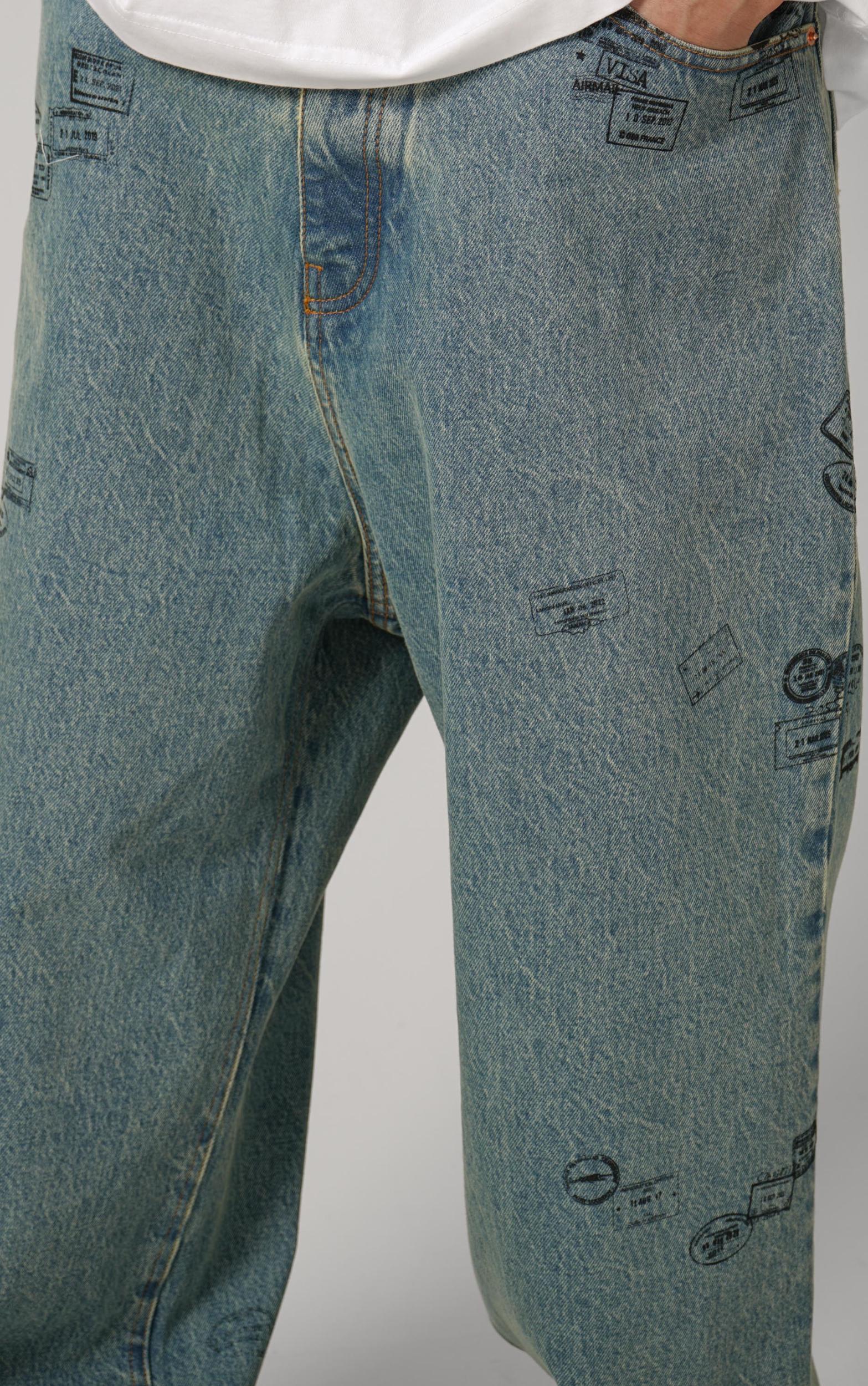 Vetements Passport Stamps Jeans Blue