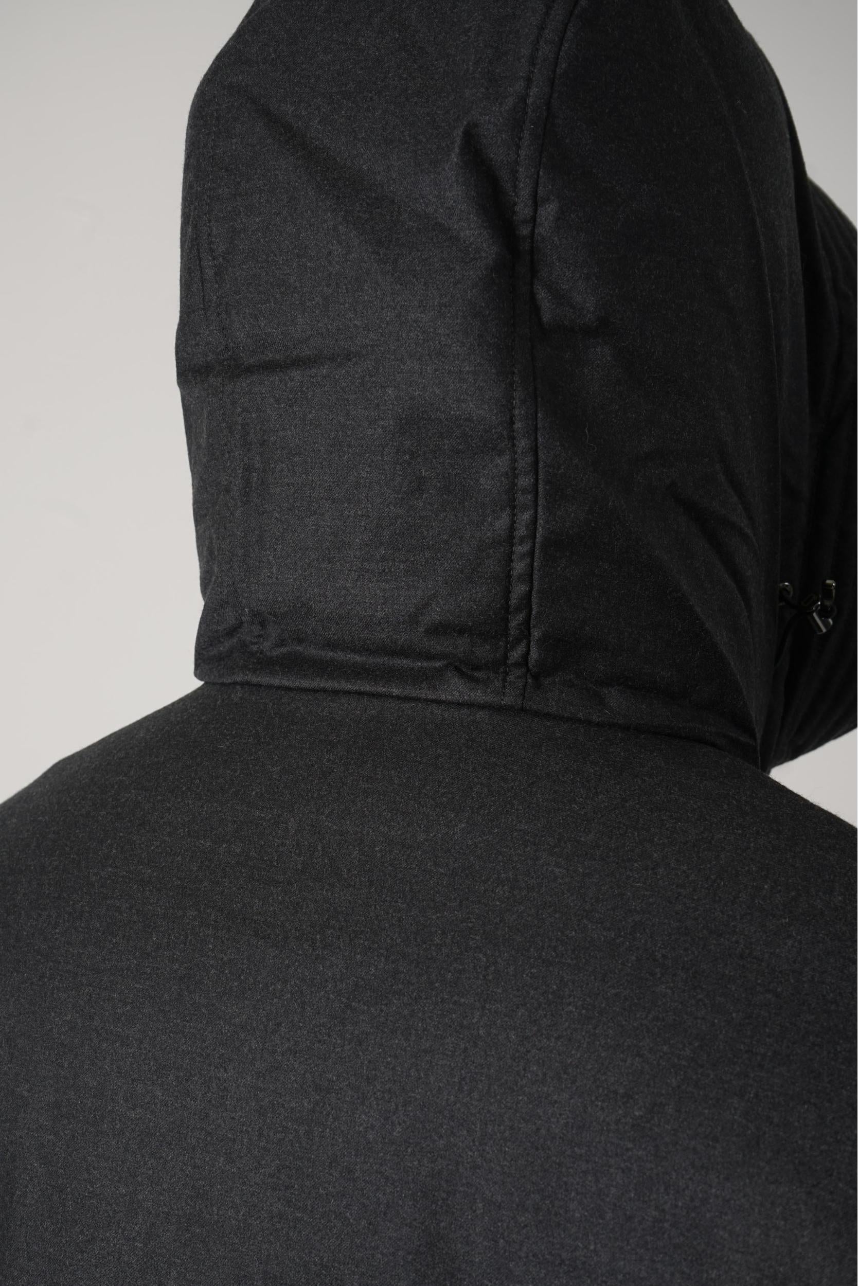 Woolrich Wool Silk Short Parka Graphite Melange