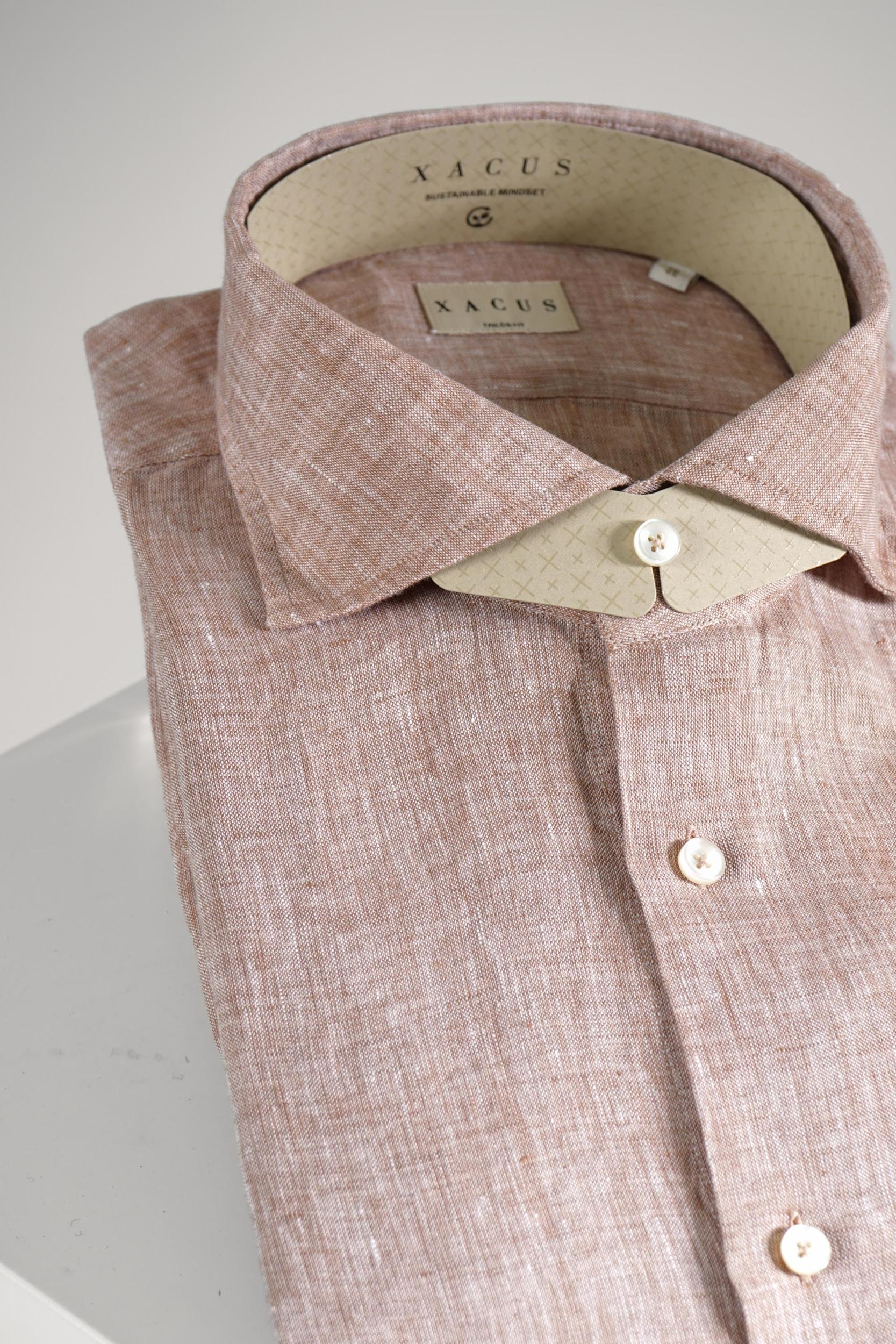 Xacus Linen Washed Tailored Shirt Dusty Rose