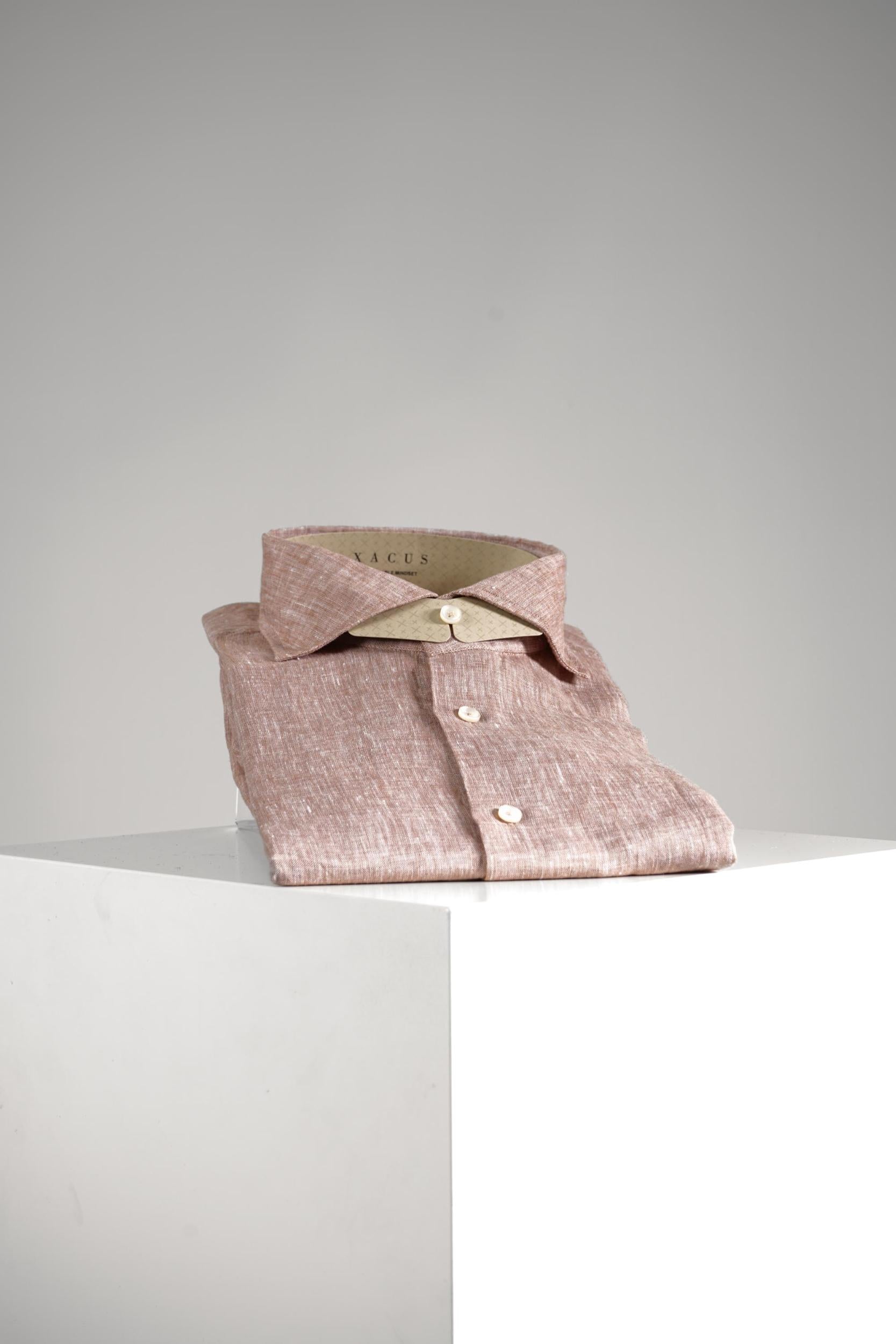 Xacus Linen Washed Tailored Shirt Dusty Rose