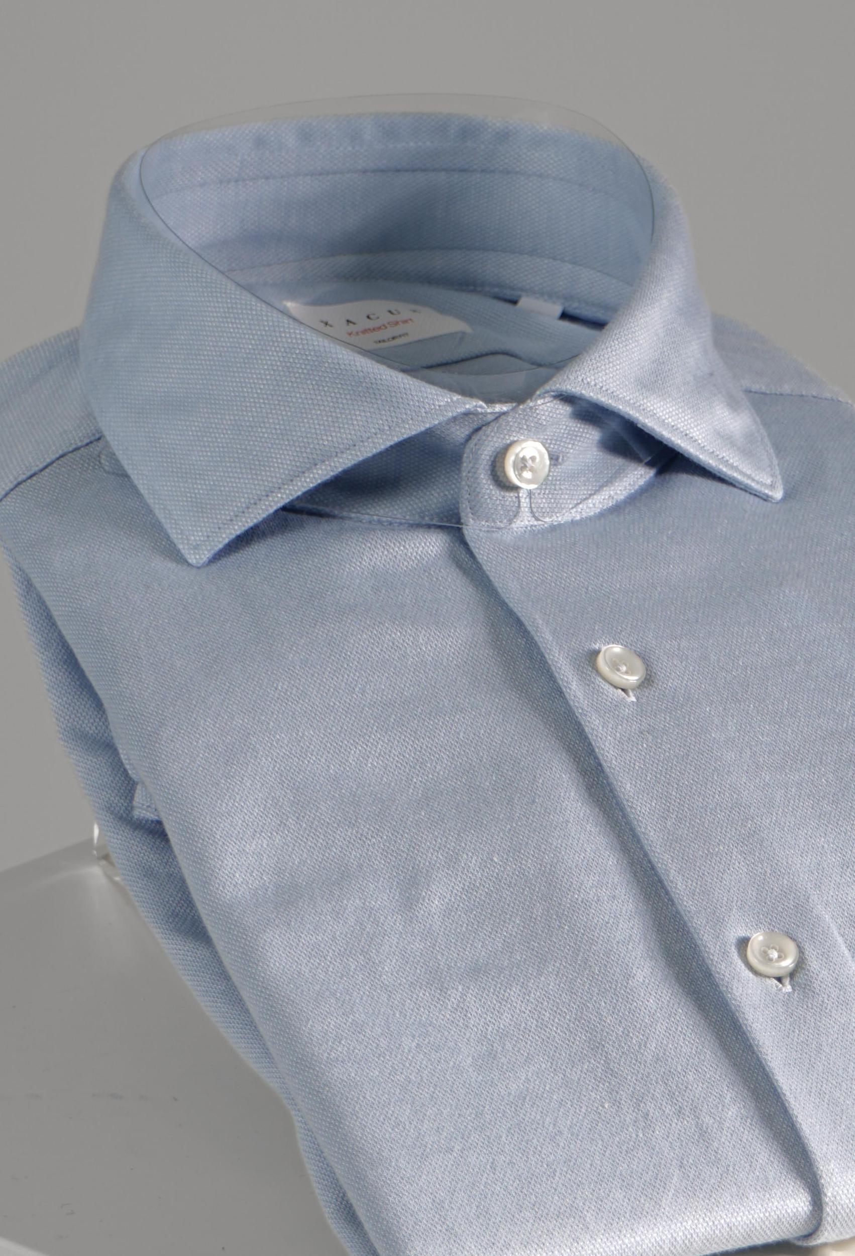 Xacus Tailor Fit Knitted Shirt Blue