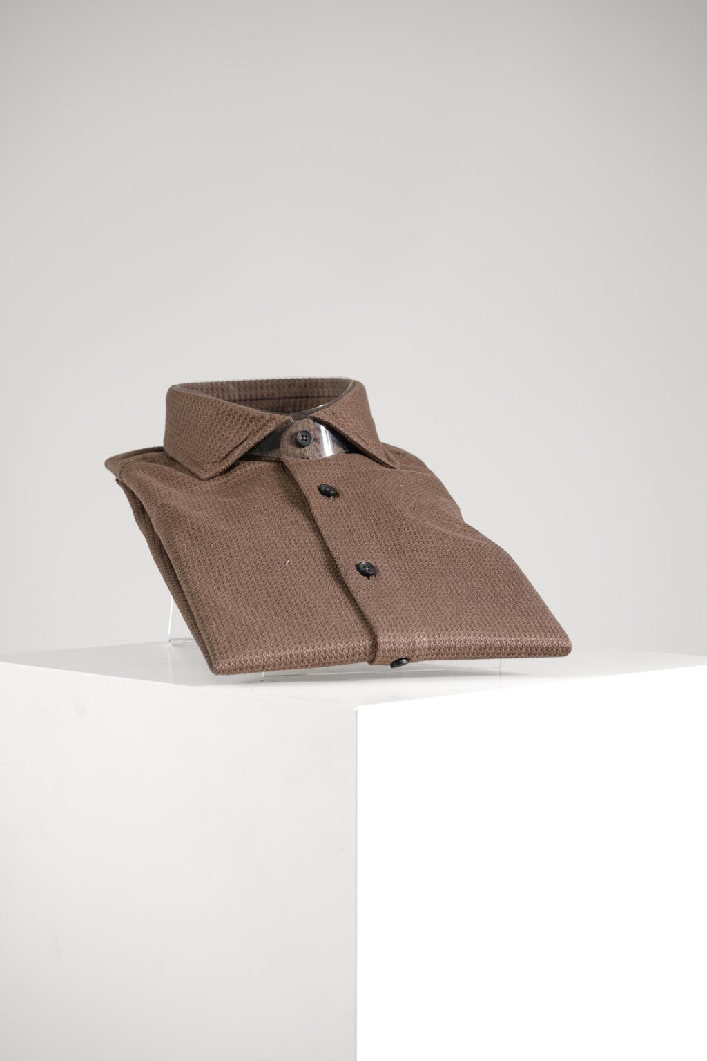 Xacus Tailor Fit Knitted Shirt Brown