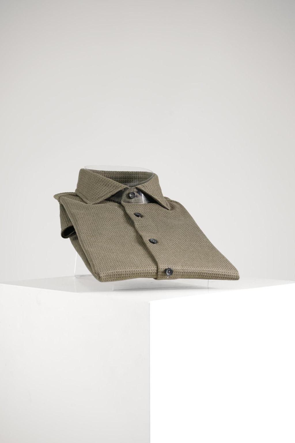 Xacus Tailor Fit Knitted Shirt Olive Green
