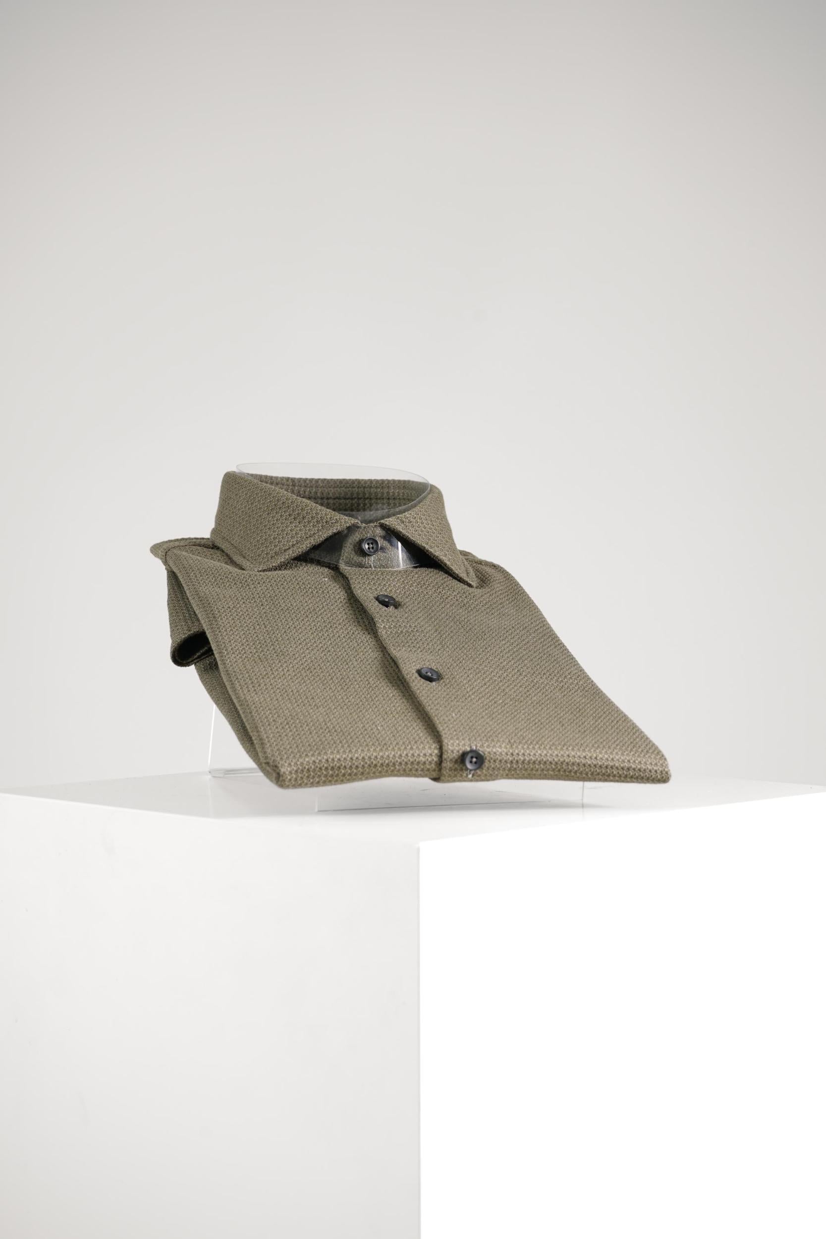 Xacus Tailor Fit Knitted Shirt Olive Green