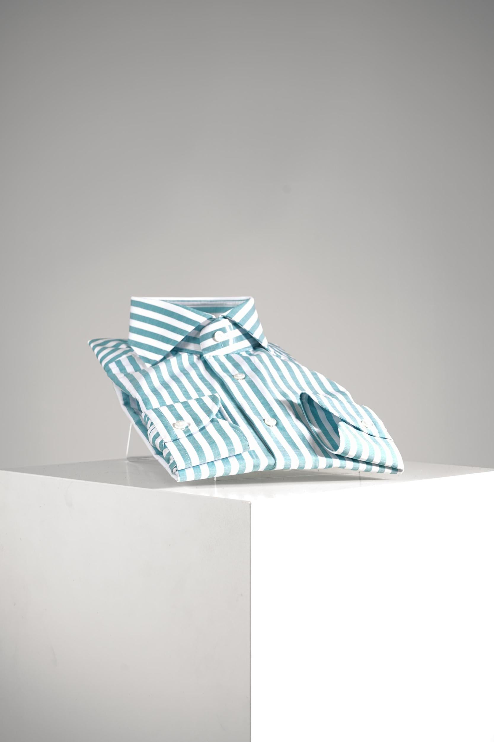 Xacus Tailor Fit Travel Shirt White/Turquoise