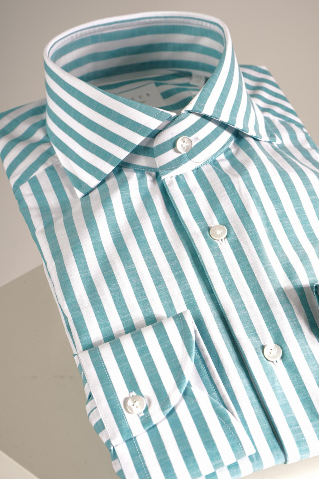 Xacus Tailor Fit Travel Shirt White/Turquoise