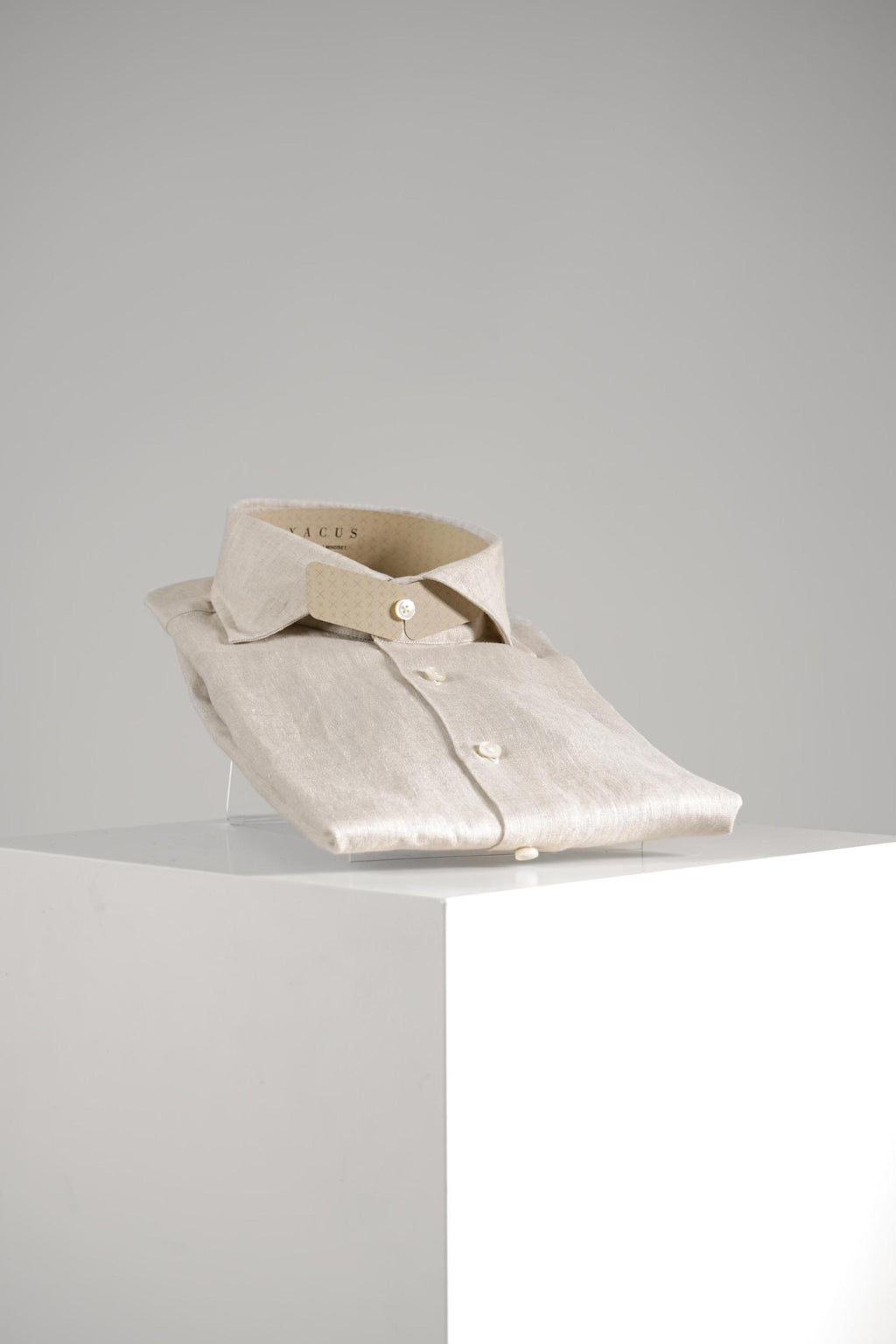 Xacus Tailor Fit Washed Linen Shirt Beige