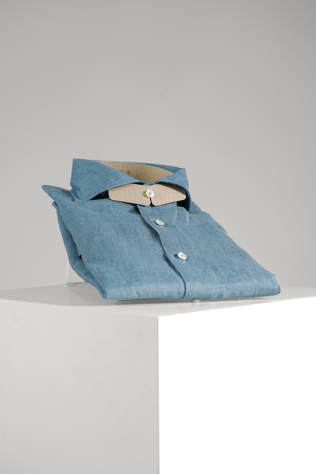 Xacus Tailor Fit Washed Linen Shirt Slate Blue