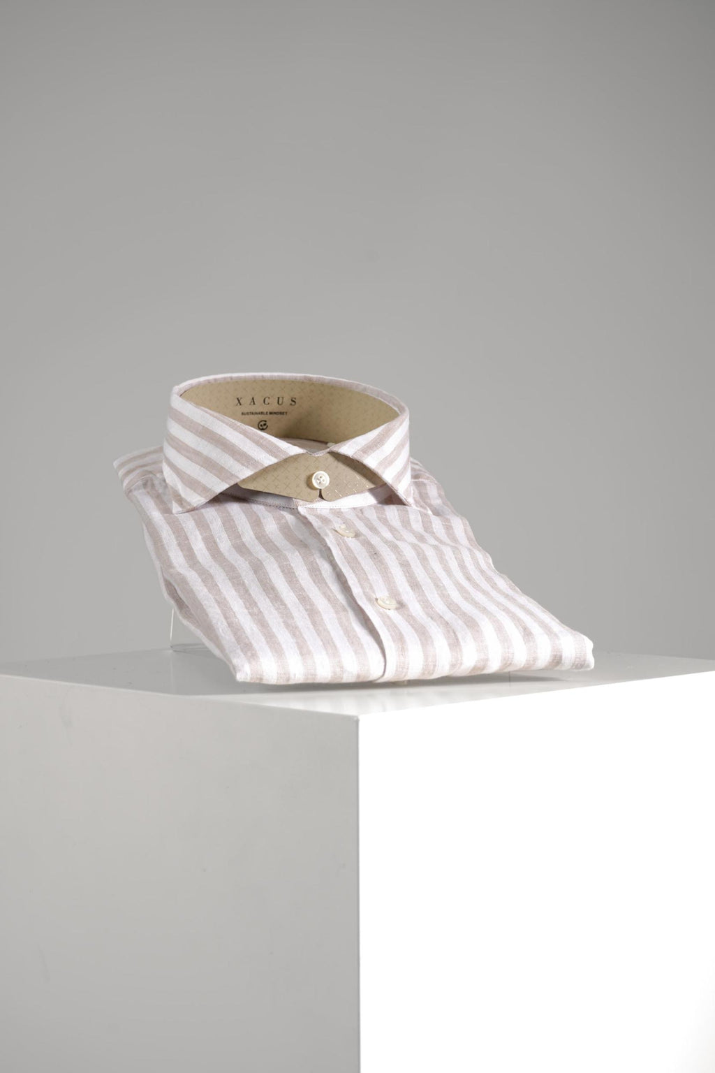 Xacus Tailor Fit Washed Linen Shirt White/Beige