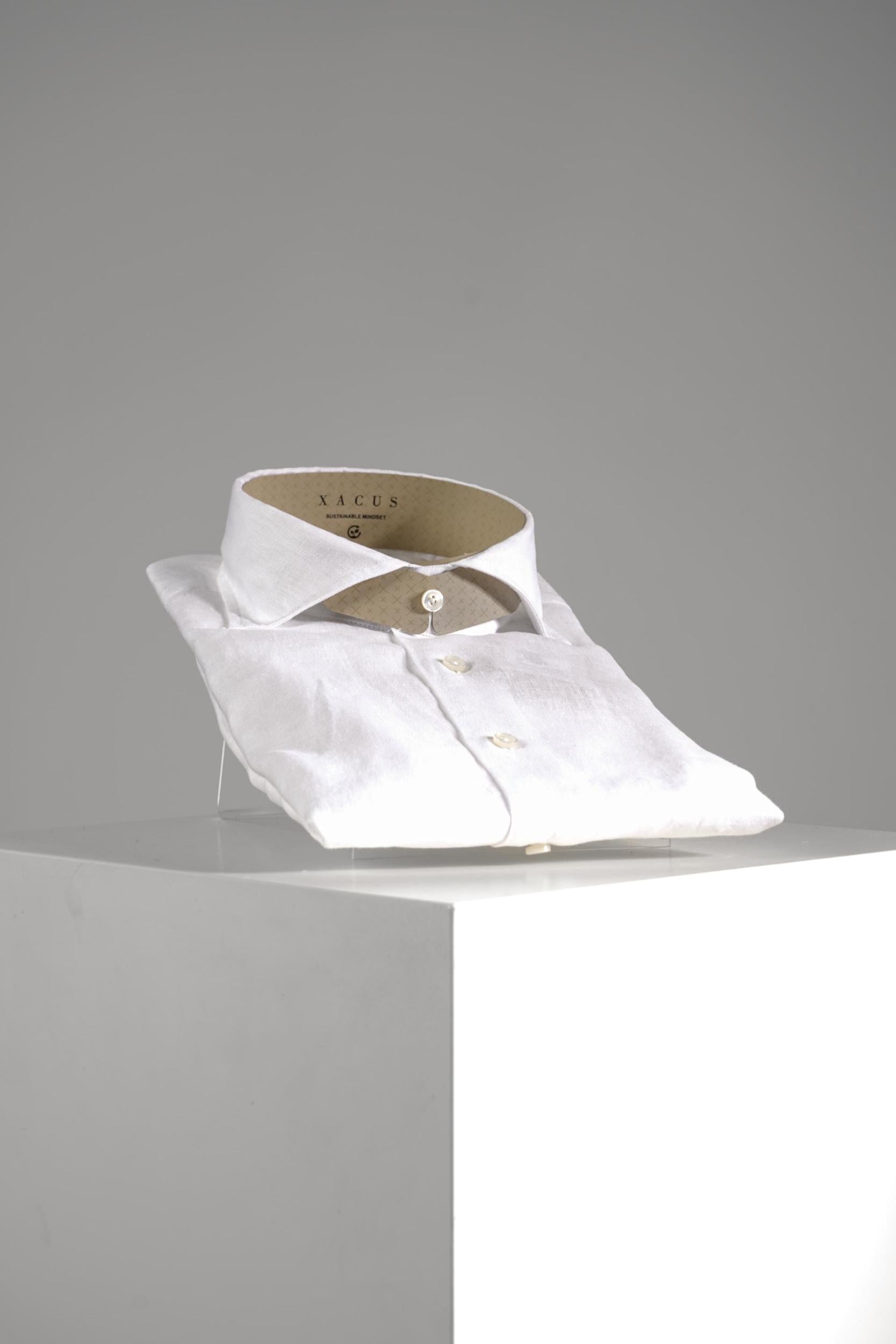 Xacus Tailor Fit Washed Linen Shirt White