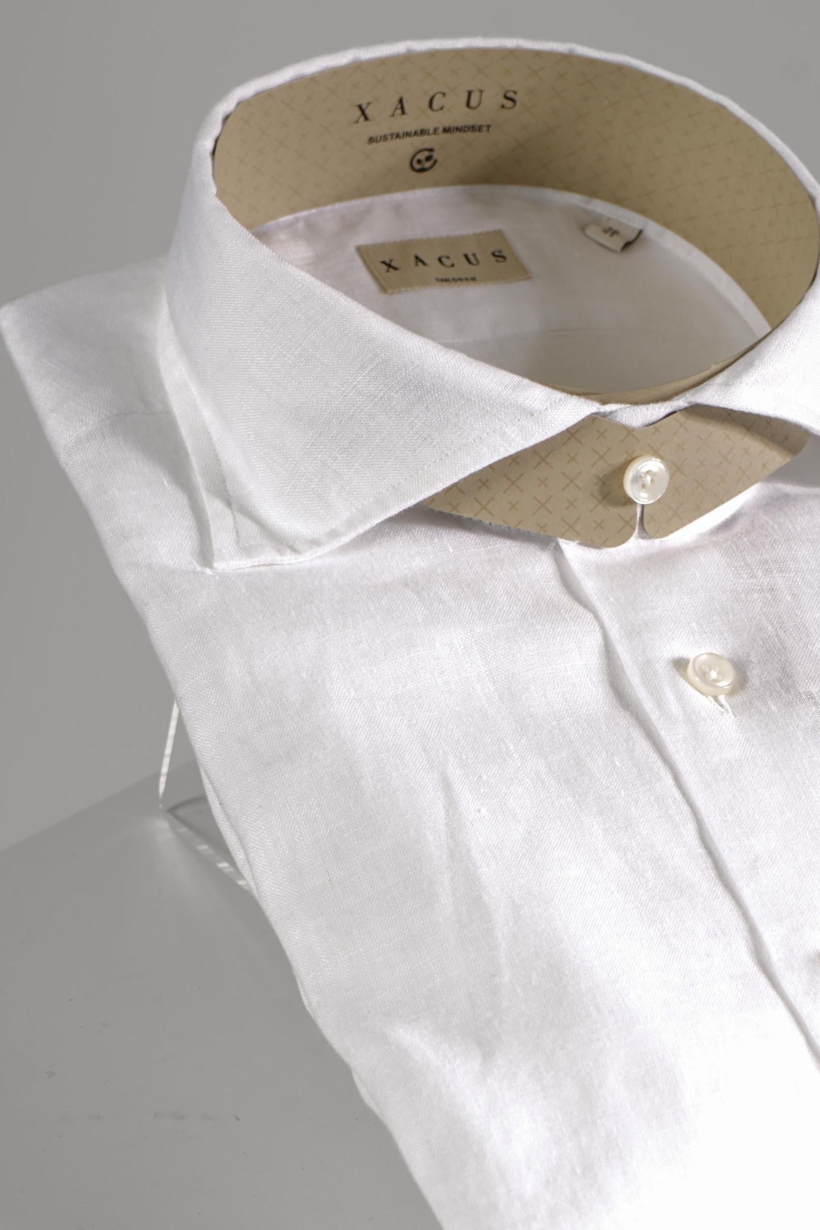 Xacus Tailor Fit Washed Linen Shirt White
