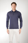 Zegna Cashmere/Silk Longsleeve Polo Navy