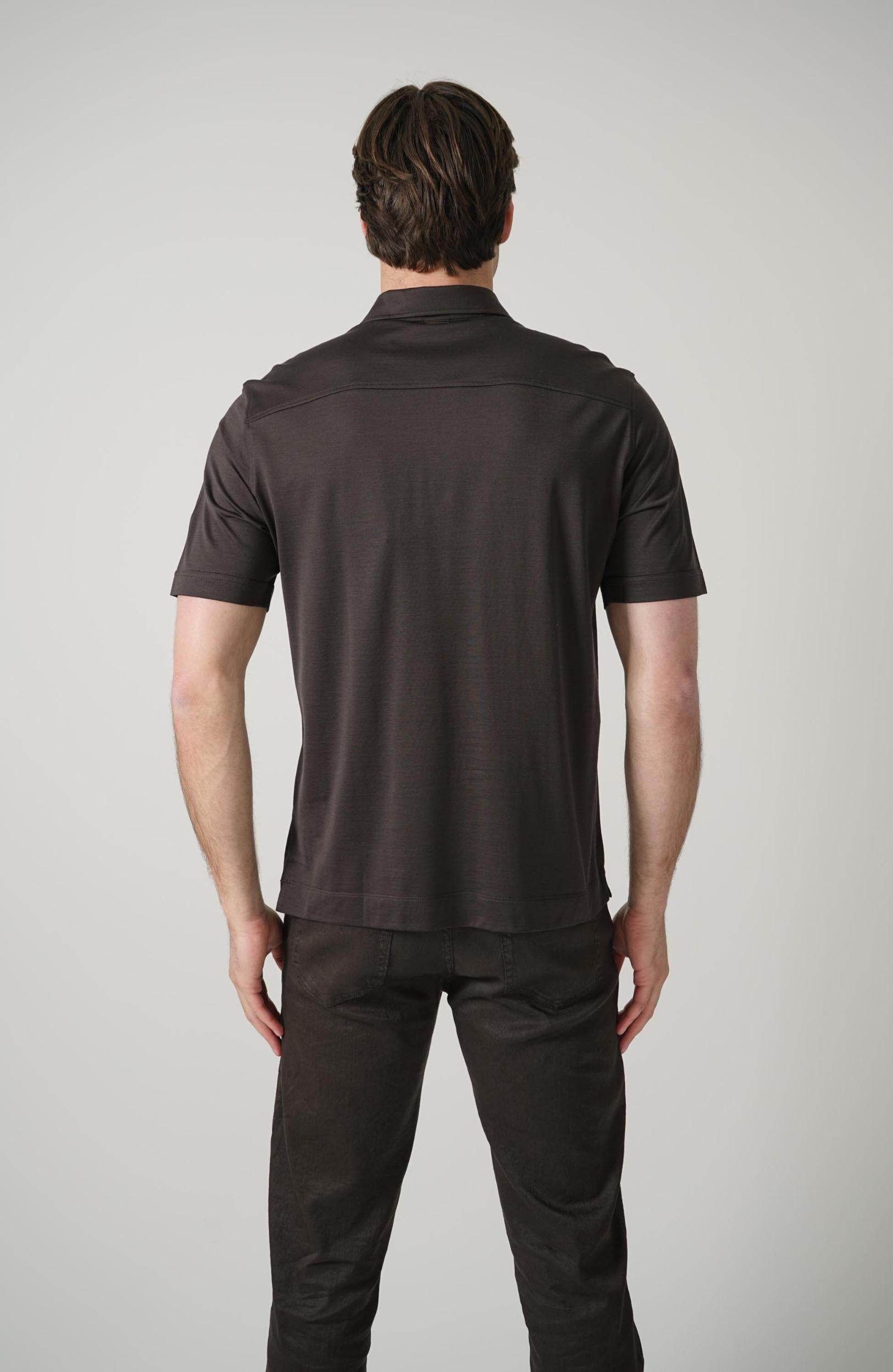 Zegna Leggerissmo Silk Polo Deep Brown