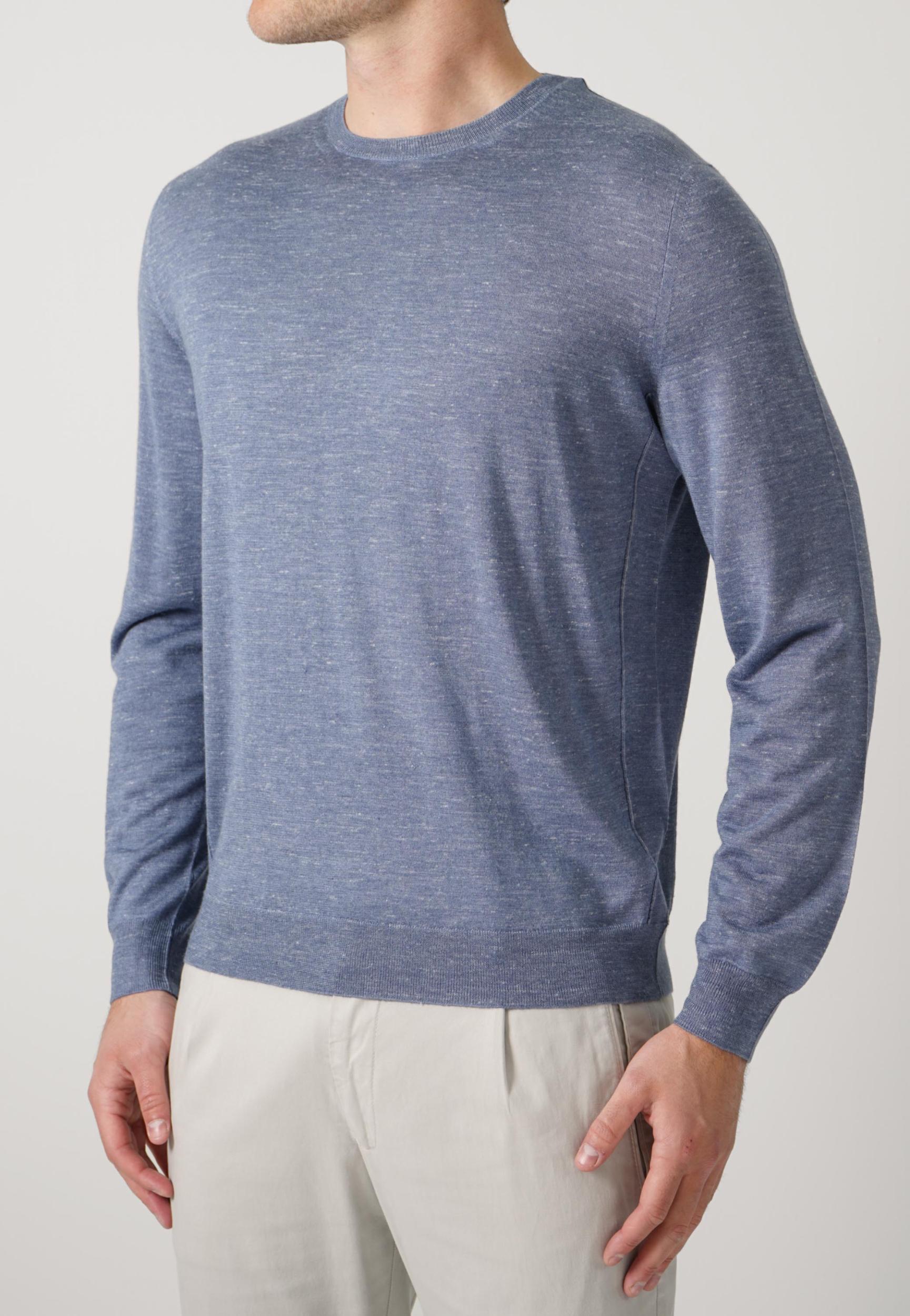 Zegna Longsleeve Silk Knit Shirt Steel Blue