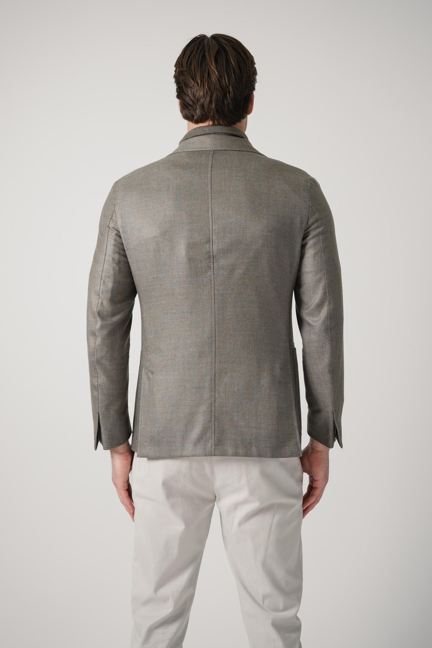 Zegna Mélange Cashmere Silk And Linen Jacket Dark Taupe