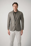Zegna Mélange Cashmere Silk And Linen Jacket Dark Taupe