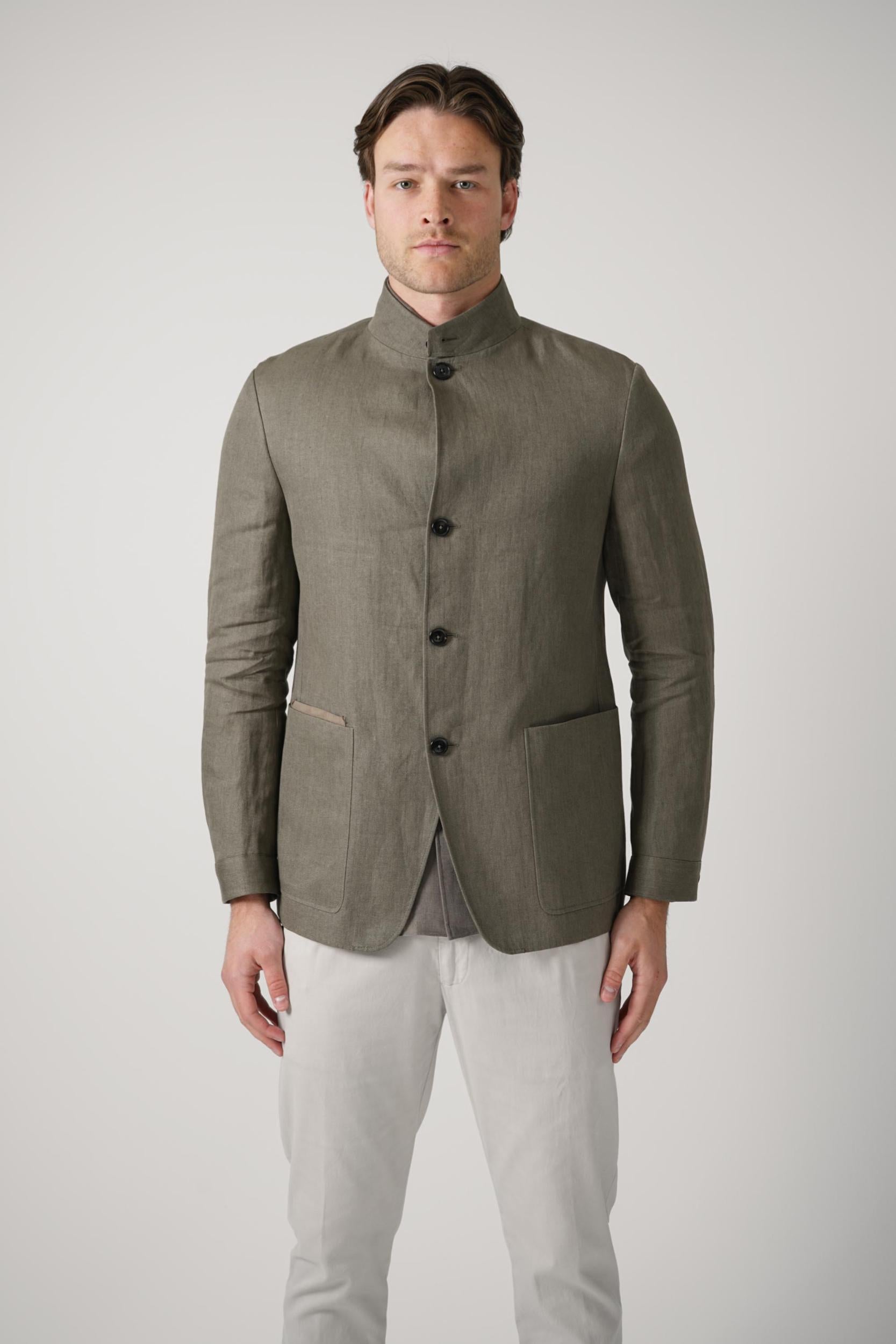 Zegna Oasi Linen Jacket Olive Green
