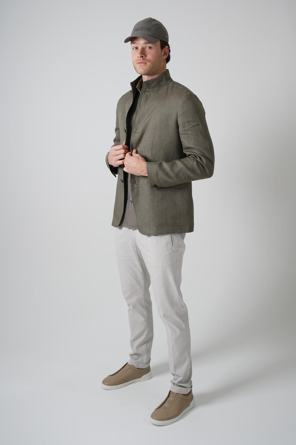 Zegna Oasi Linen Jacket Olive Green