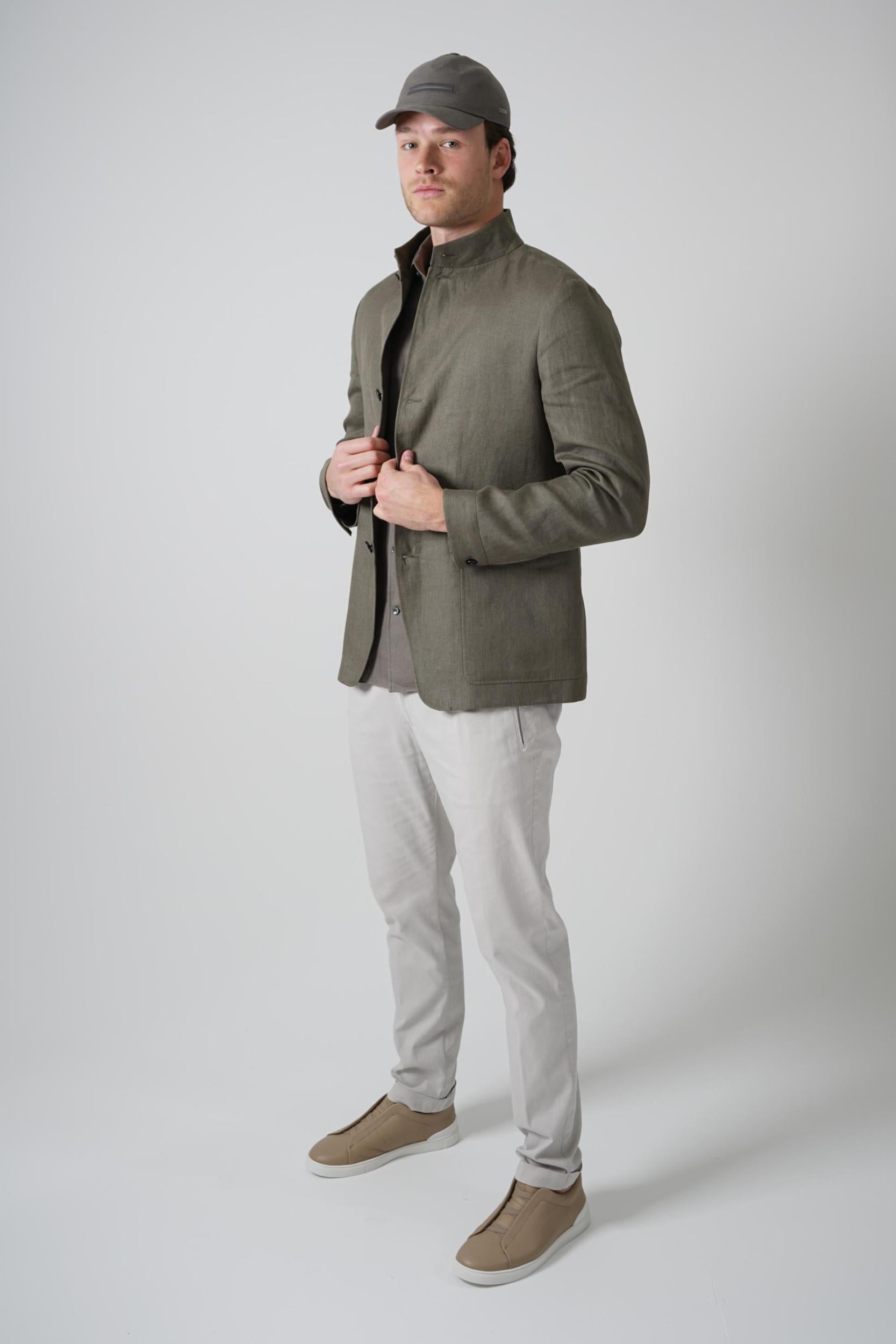 Zegna Oasi Linen Jacket Olive Green
