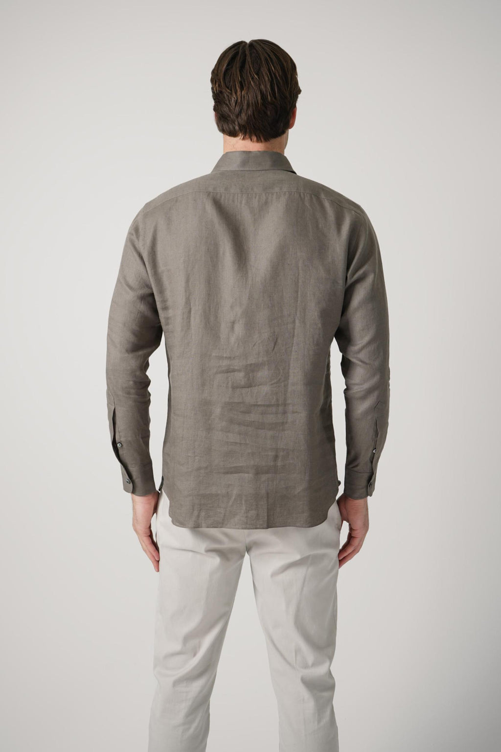 Zegna Oasi Linen  Shirt Olive Green