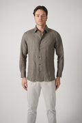 Zegna Oasi Linen  Shirt Olive Green