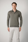 Zegna Polo Cashmere Silk Knit Dark Taupe