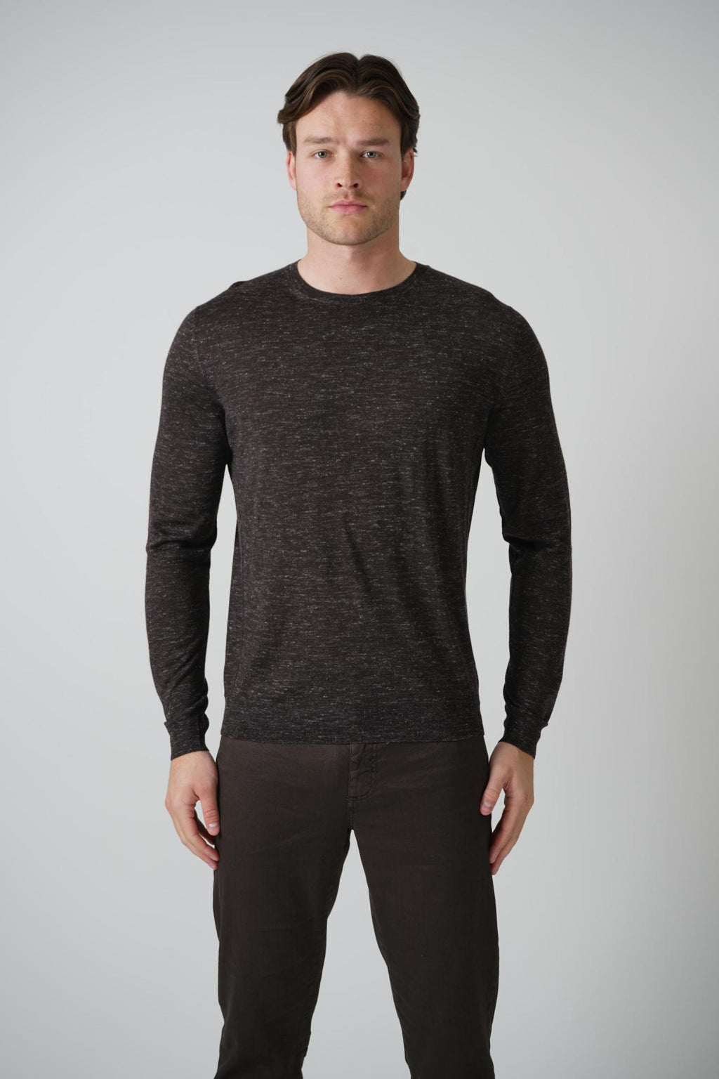 Zegna Silk Knit Longsleeve Shirt Deep Brown