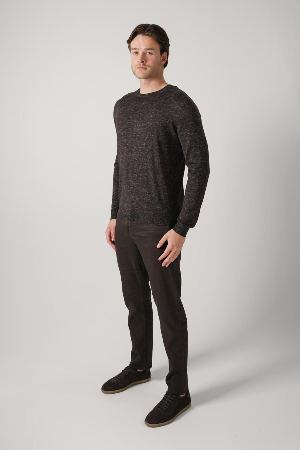 Zegna Silk Knit Longsleeve Shirt Deep Brown