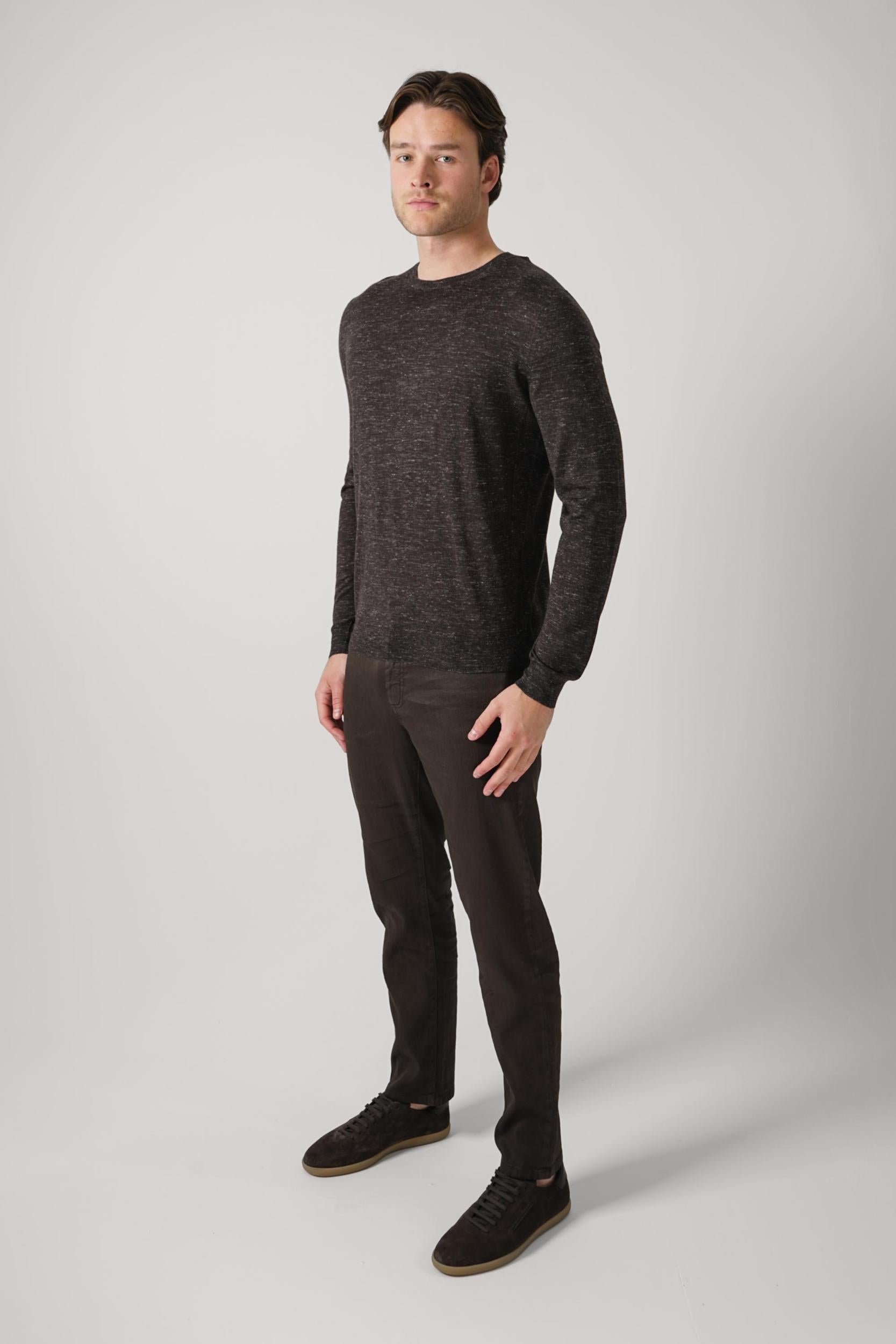 Zegna Silk Knit Longsleeve Shirt Deep Brown